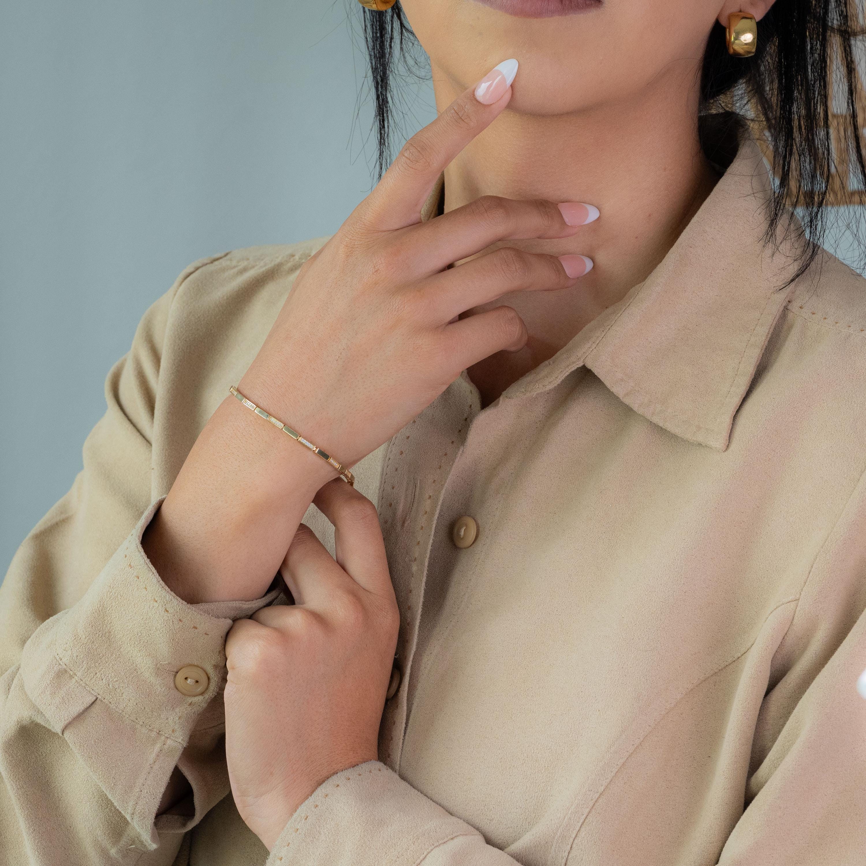 14K Bar Link Bracelet