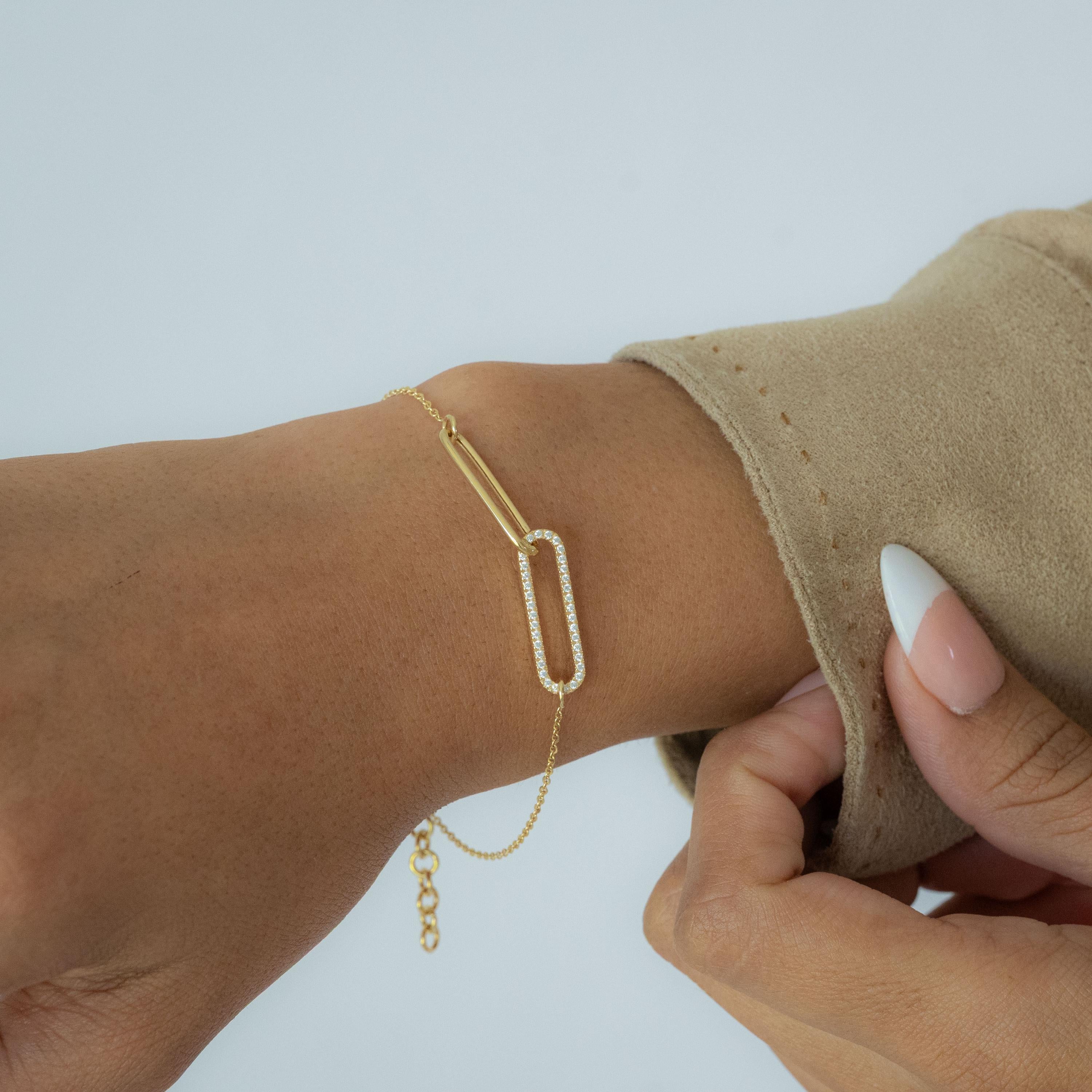 14K Duo Paperclip Bracelet