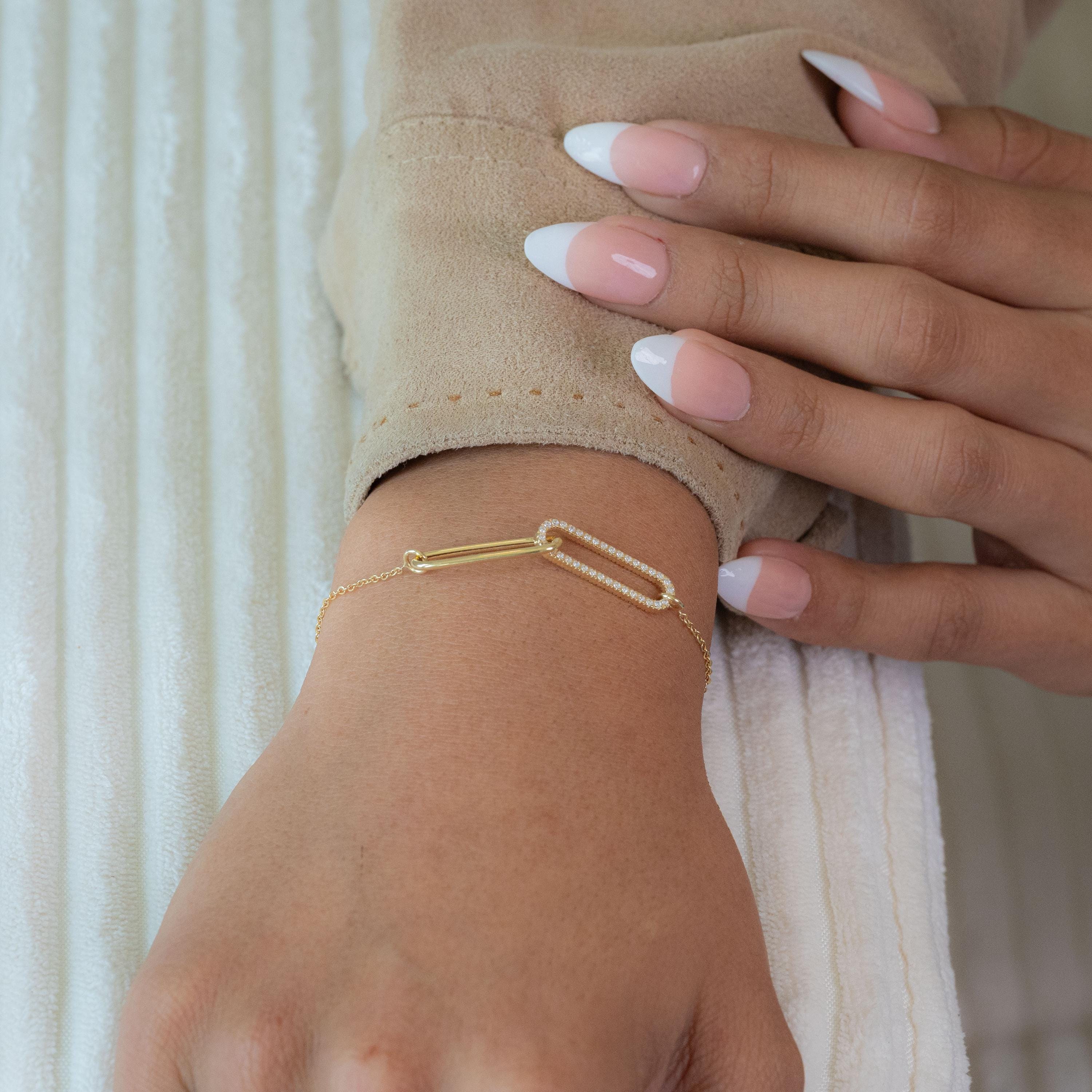 14K Duo Paperclip Bracelet