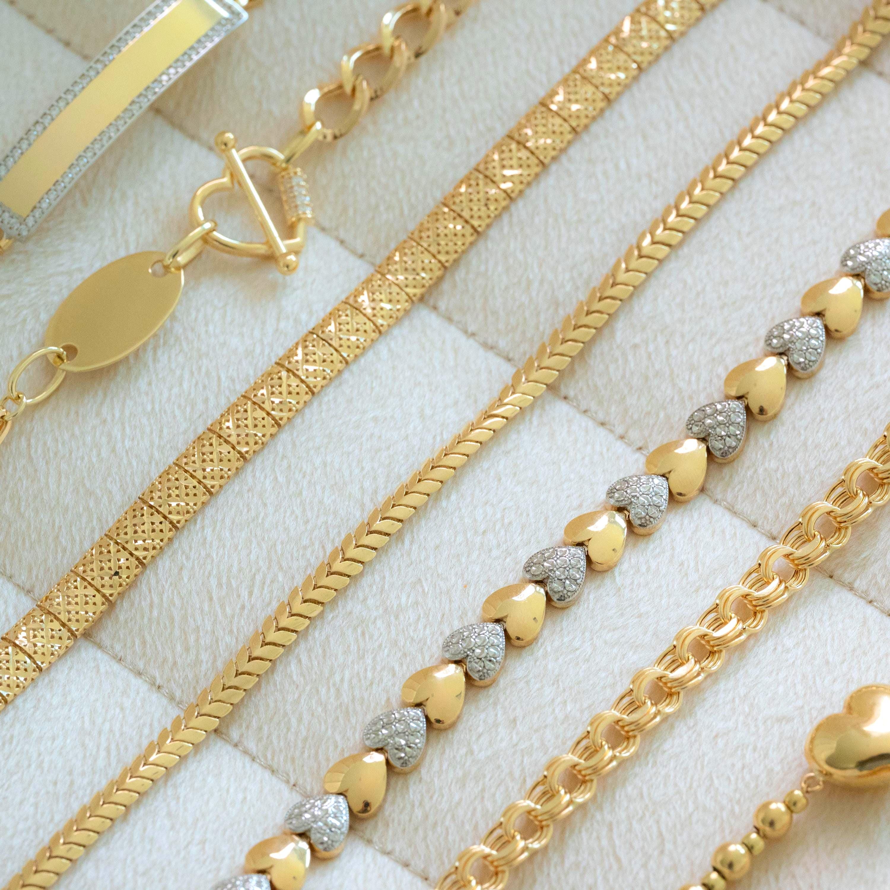 14k Fancy Eternity Heart Bracelet - 7.5"