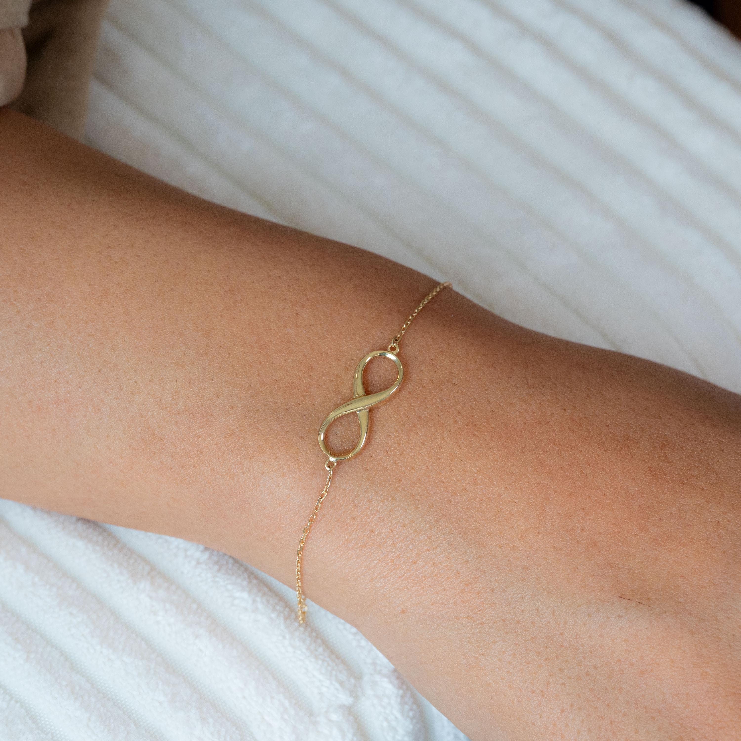 14k Infinity Adjustable Bracelet - 7"