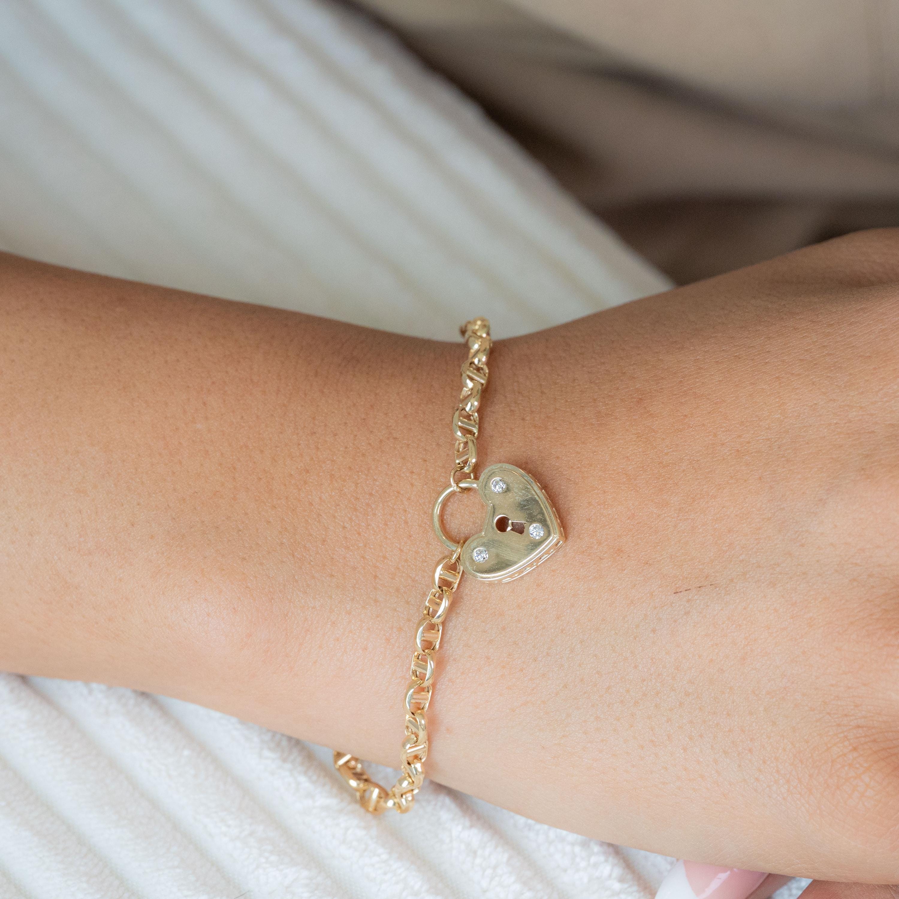 14k Heart Locket Bracelet - 7+1 inches