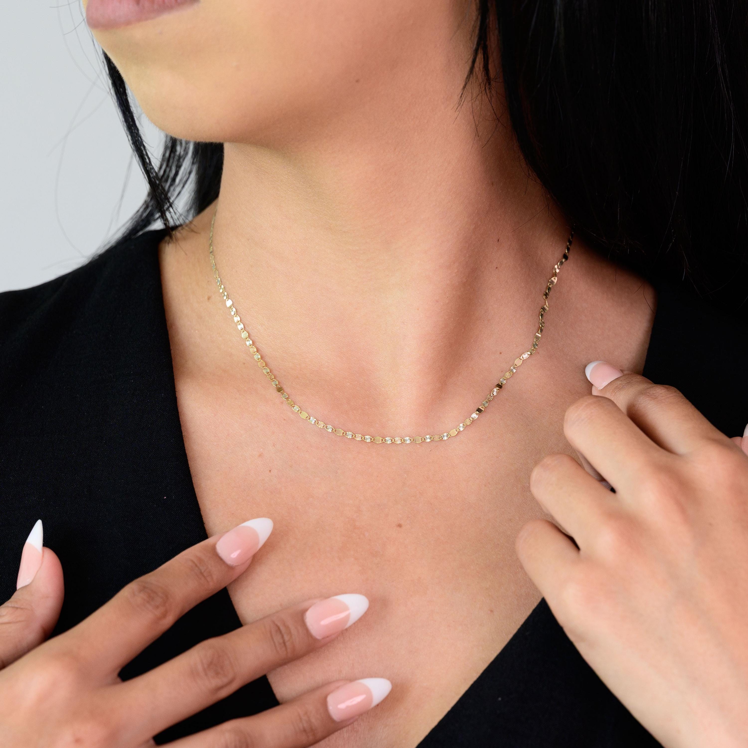 14k Tricolor Valentino Mirror Necklace