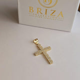 Fully Solid 14k CZ Iced Out Cross Pendant - Fine Jewelry - Shiny Pendant - Unisex