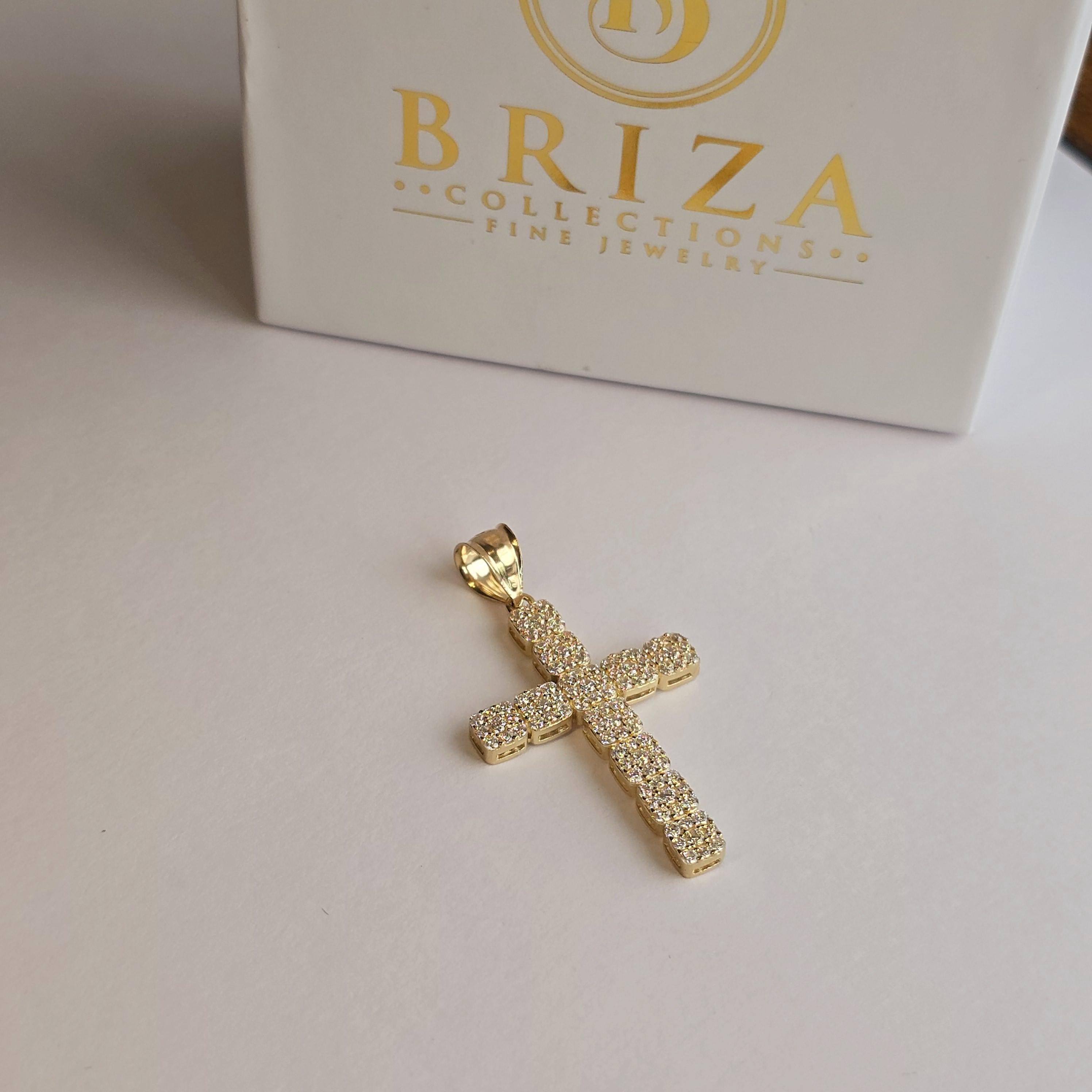 Fully Solid 14k CZ Iced Out Cross Pendant - Fine Jewelry - Shiny Pendant - Unisex