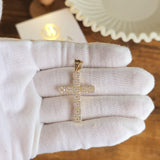 Fully Solid 14k CZ Iced Out Cross Pendant - Fine Jewelry - Shiny Pendant - Unisex