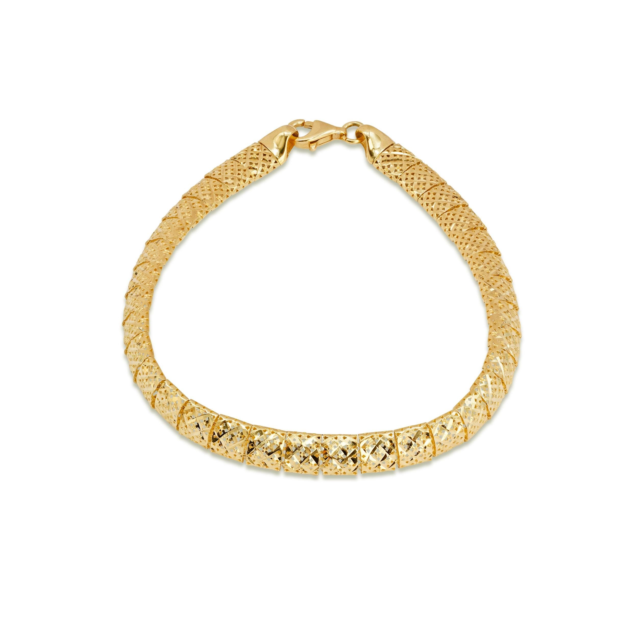 14K Gold Square Dome Bracelet – 5.9mm