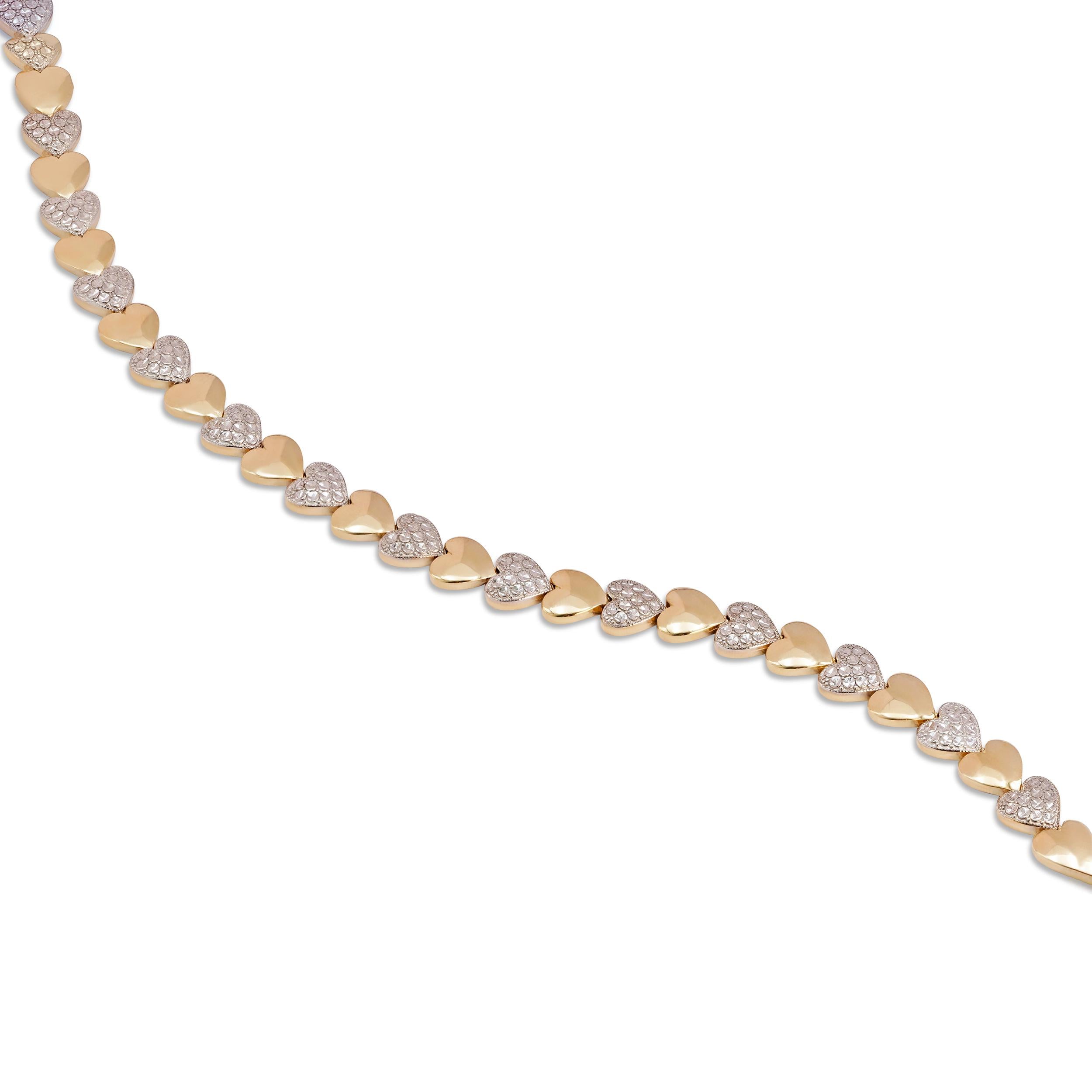 14k Fancy Eternity Heart Bracelet - 7.5"