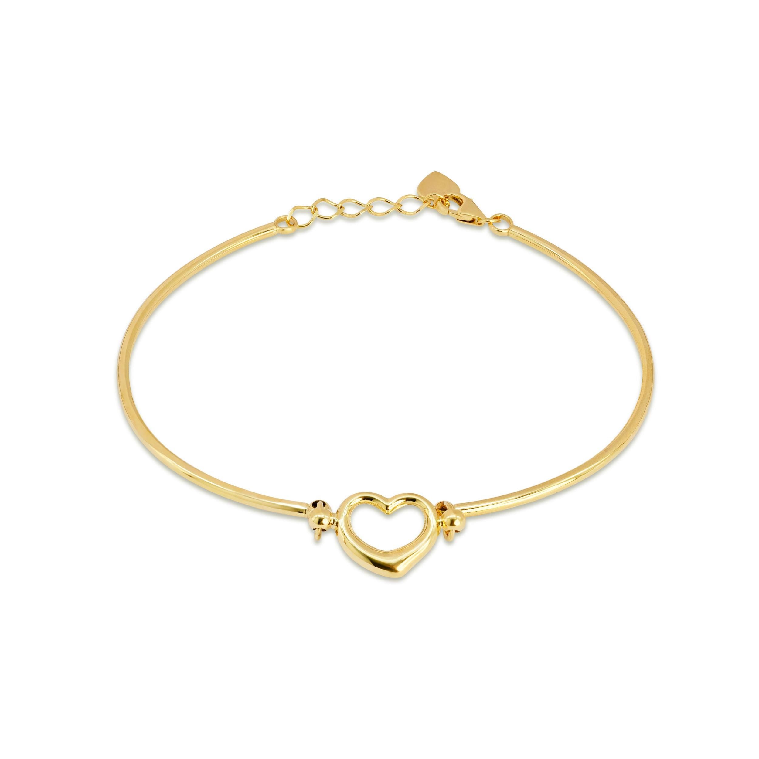 14K Heart Bangle Bracelet
