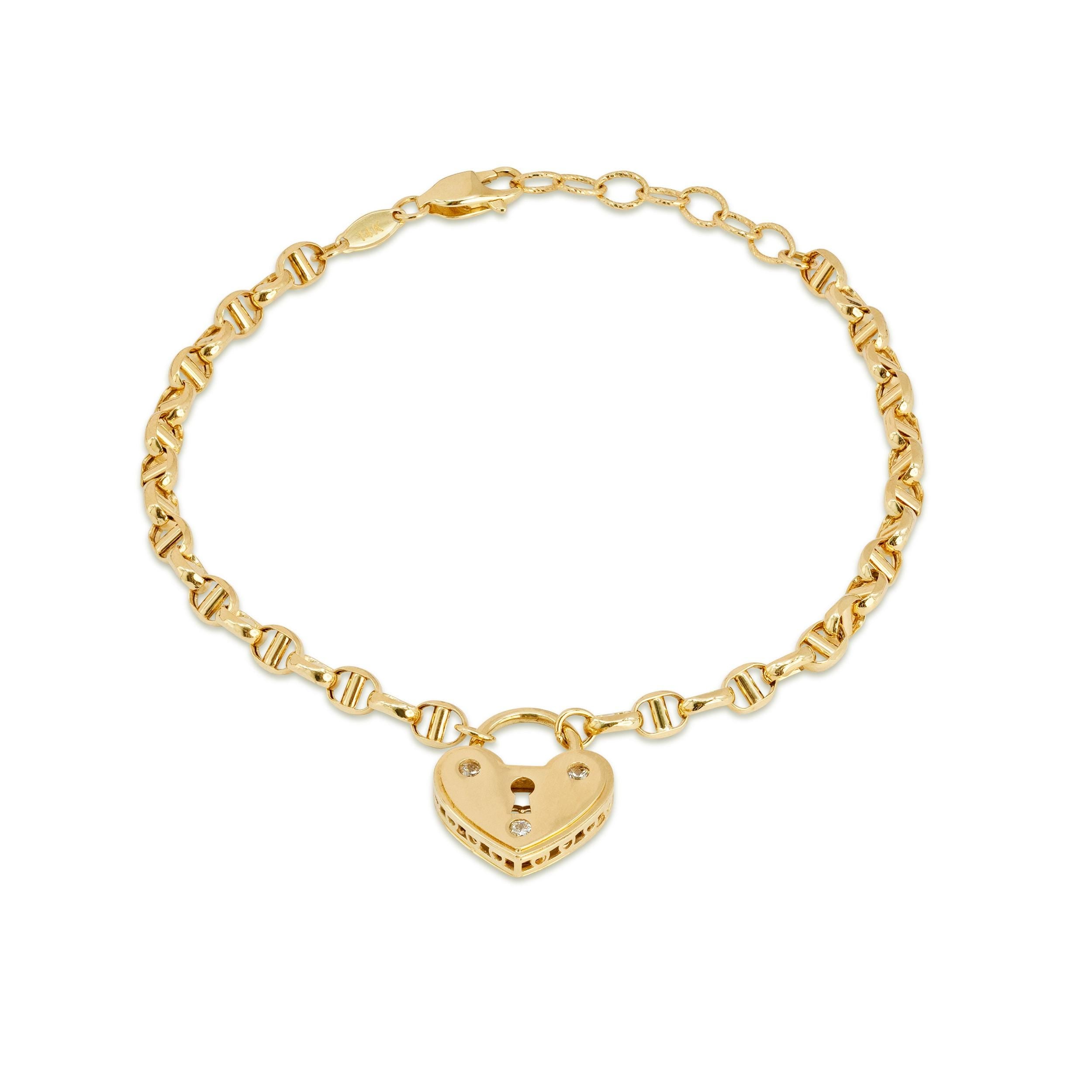 14k Heart Locket Bracelet - 7+1 inches