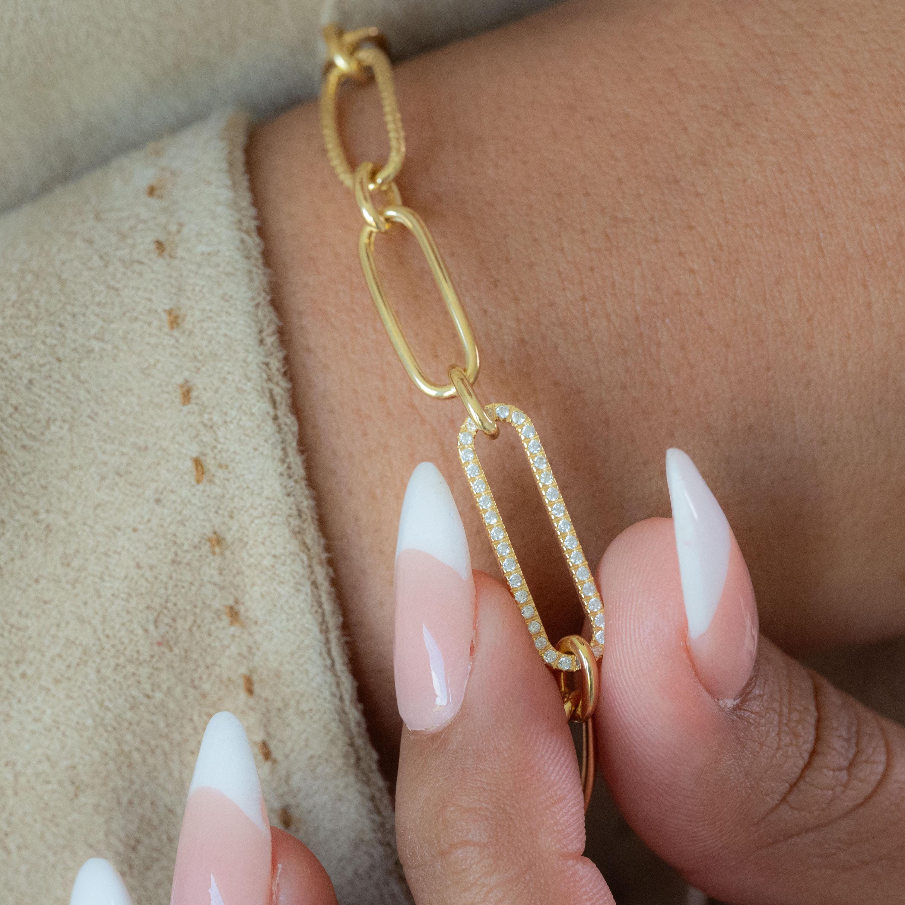 14K Thick Paperclip Bracelet