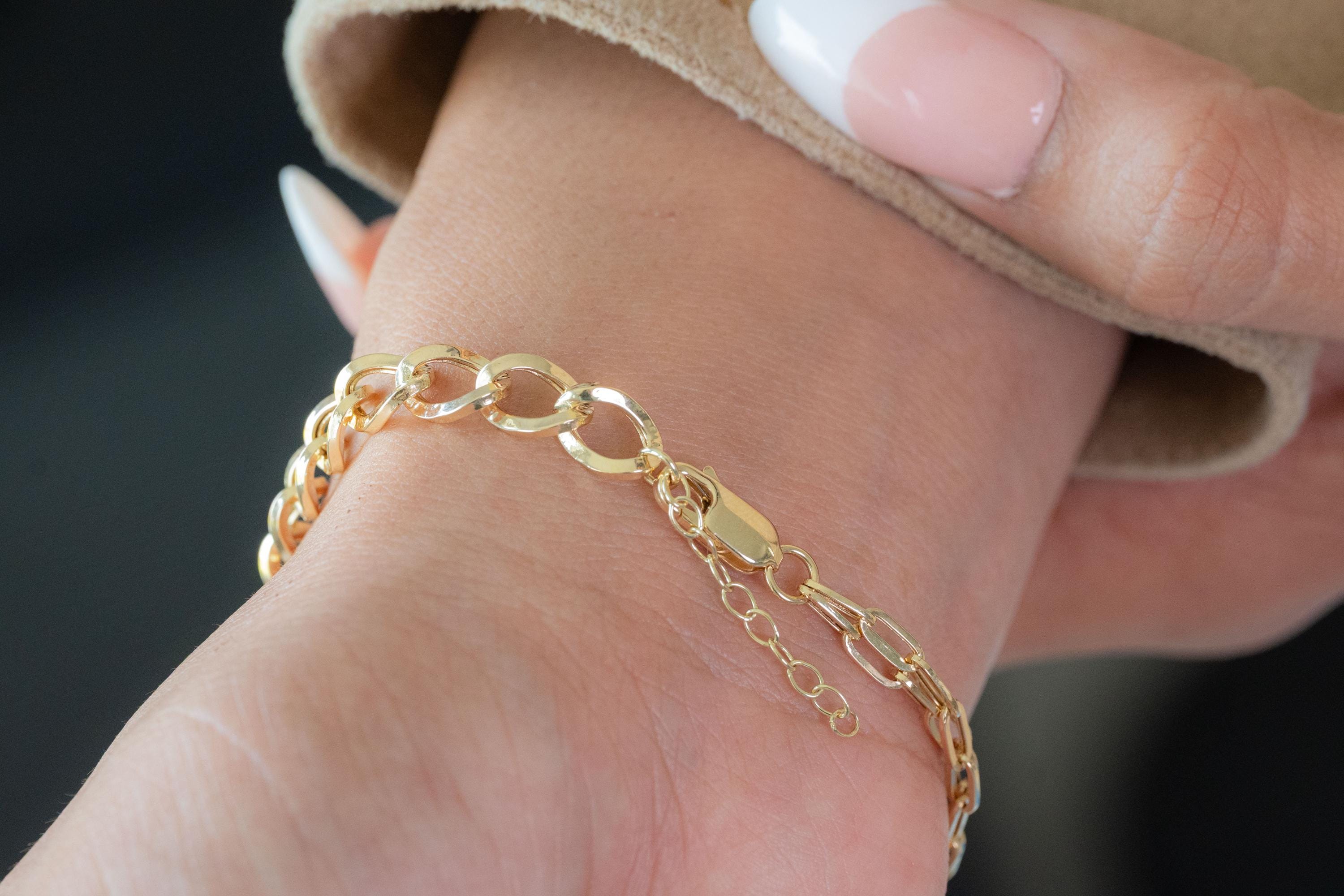 14K Curb & Paperclip Bracelet