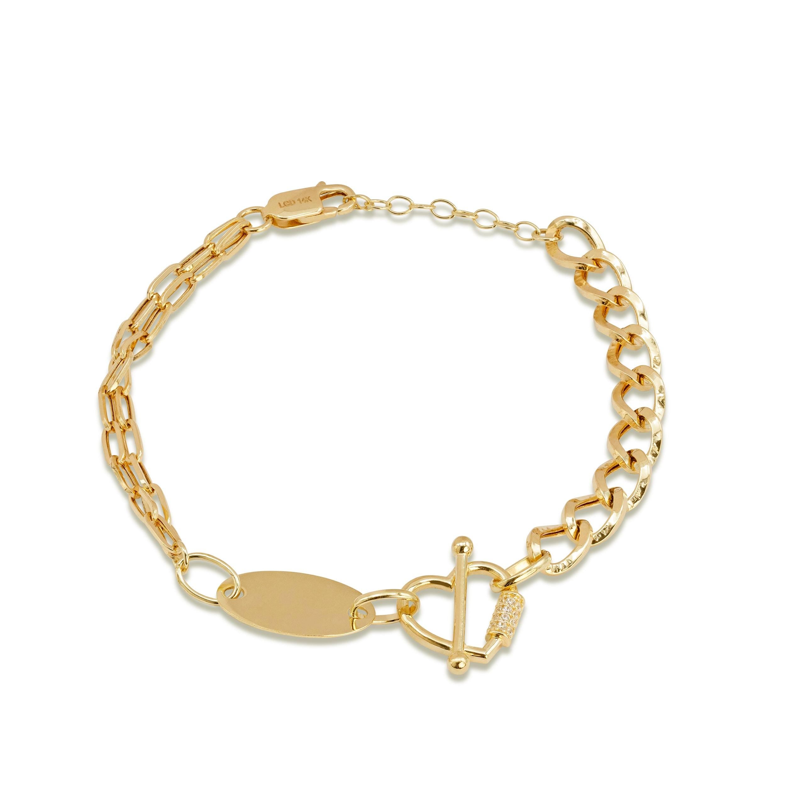 14K Curb & Paperclip Bracelet