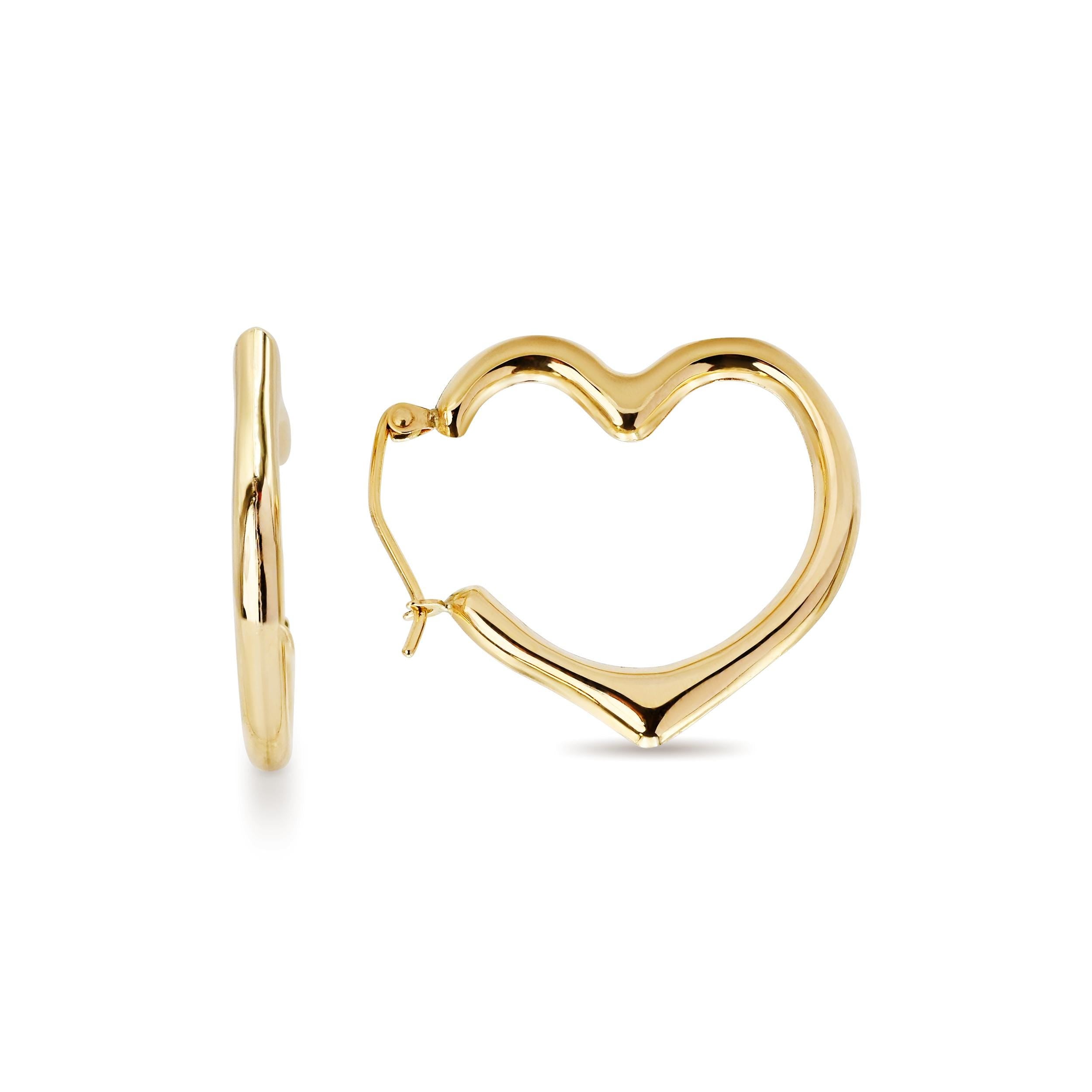 Real 14k Gold Heart Hoop Earrings - 15mm, 20mm, 25mm - For Girls & Women - Perfect For Everyday - Fine Jewelry For her