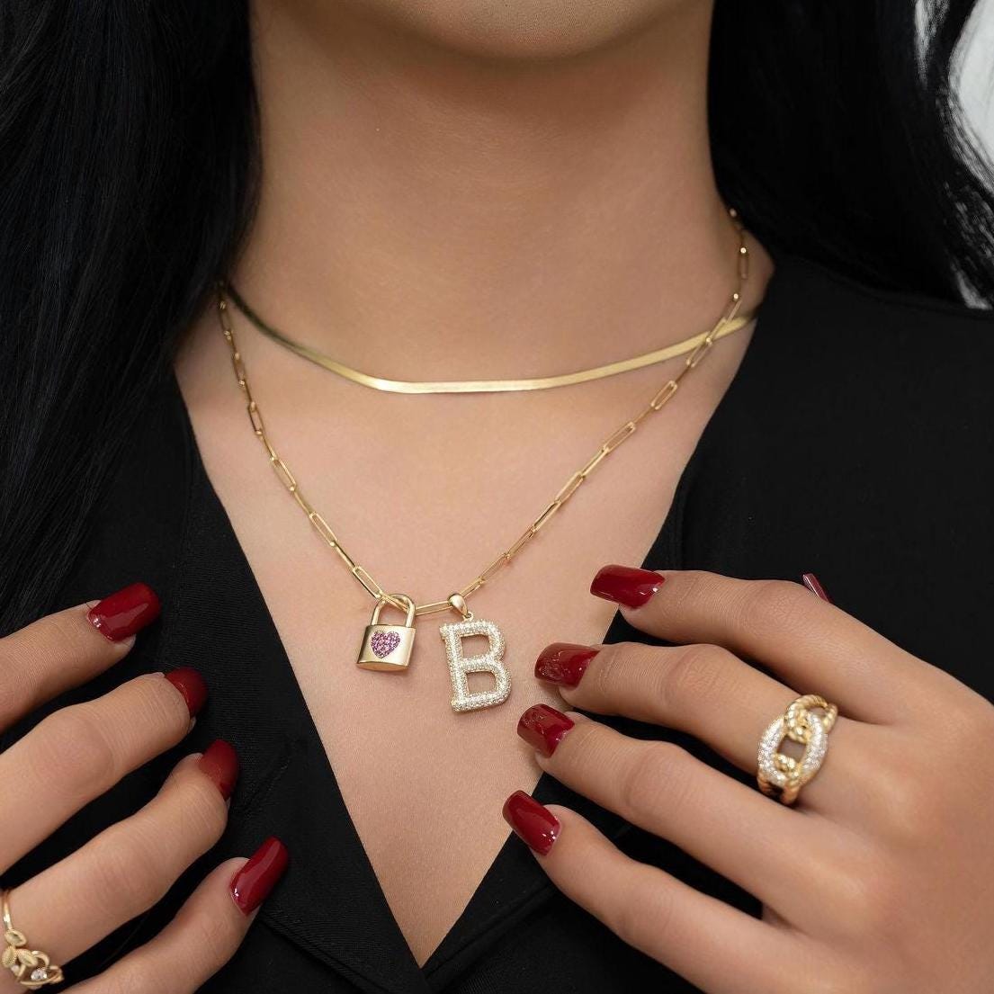 Solid 14k Shiny Pave Initials