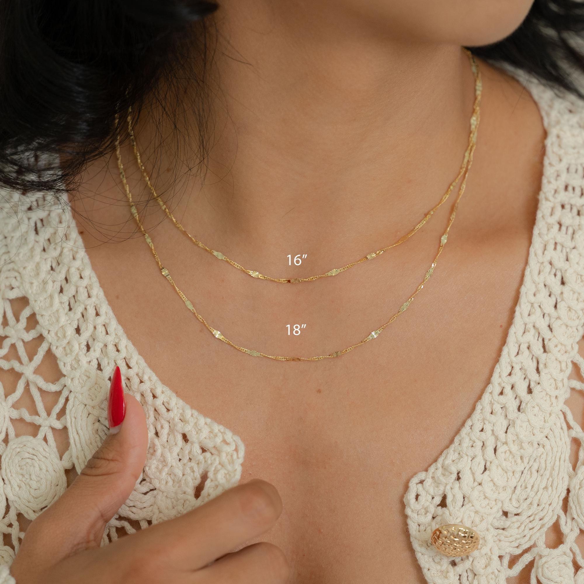 Solid 14k Gold Mirror Diamond Cut Chain - For Girls and Women - Dainty Chain - Real 14k Gold Shiny Necklaces - 14