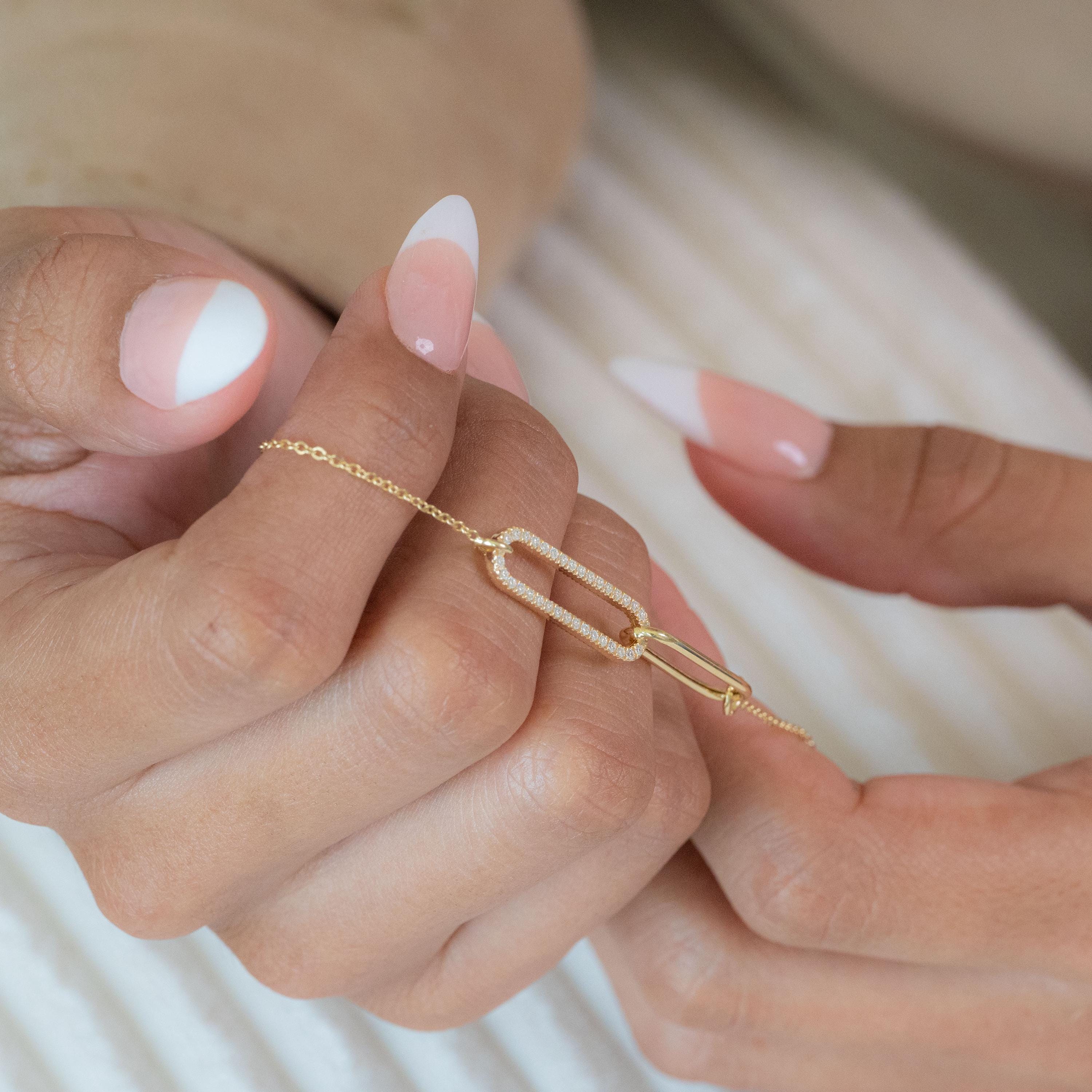 14K Duo Paperclip Bracelet