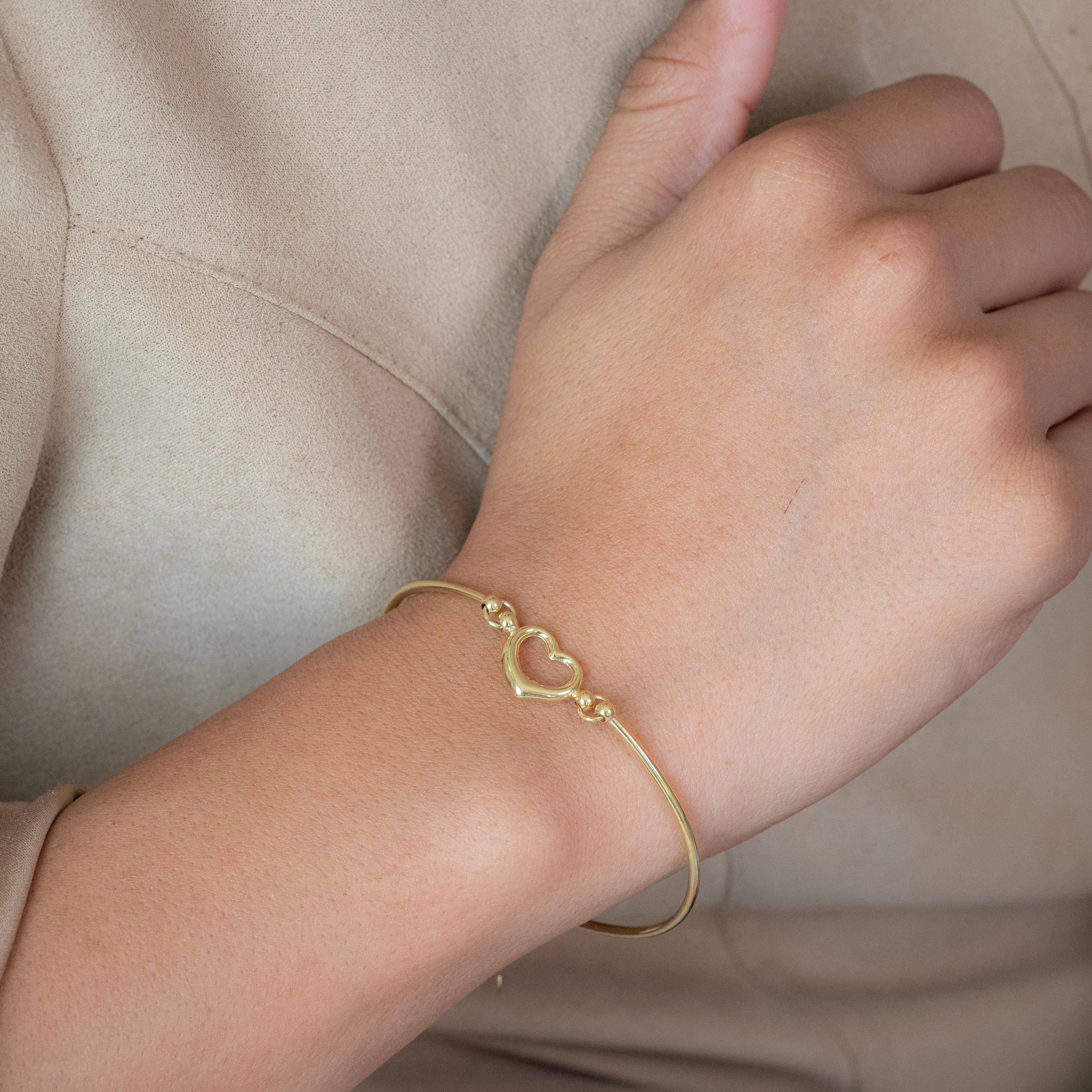 14K Heart Bangle Bracelet