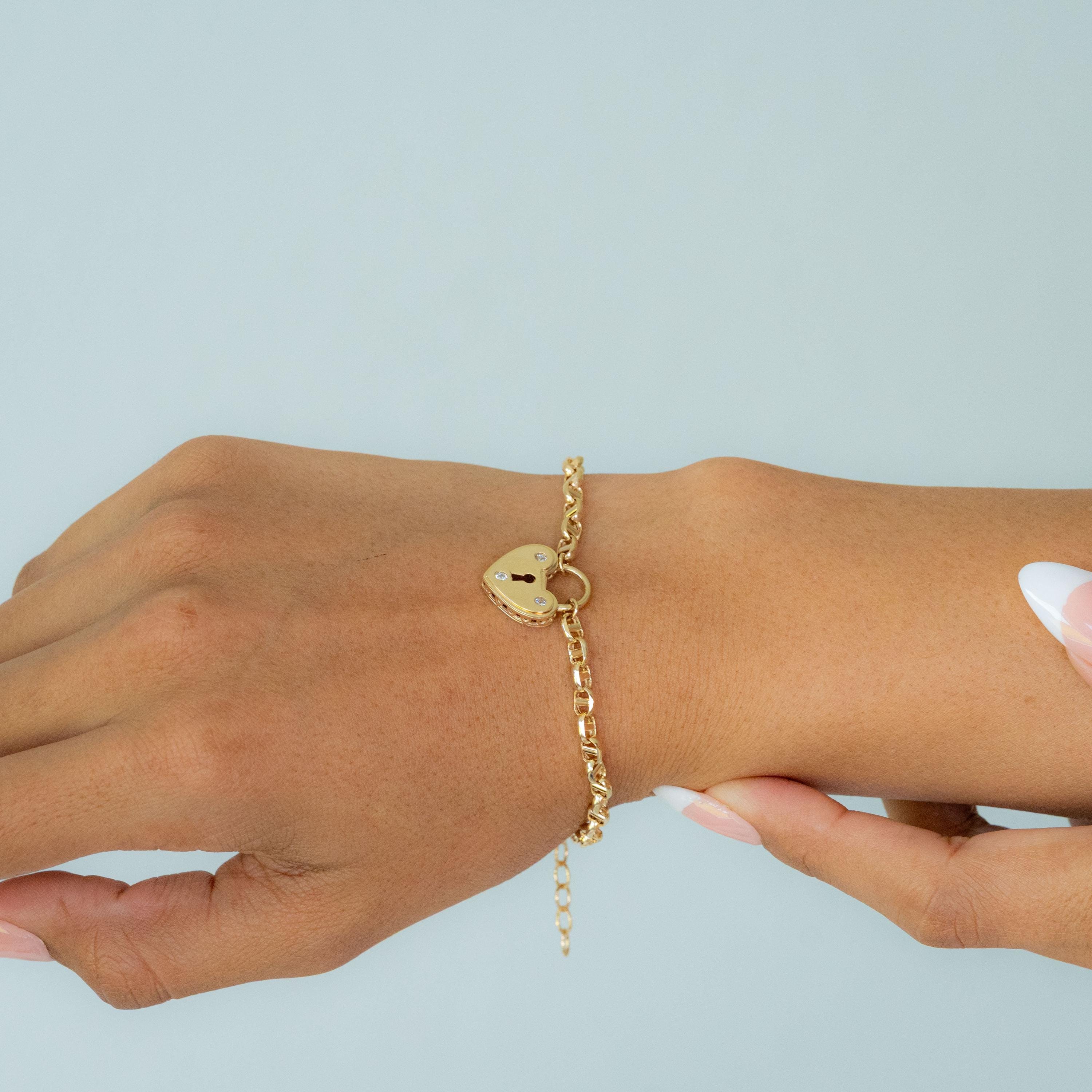 14k Heart Locket Bracelet - 7+1 inches