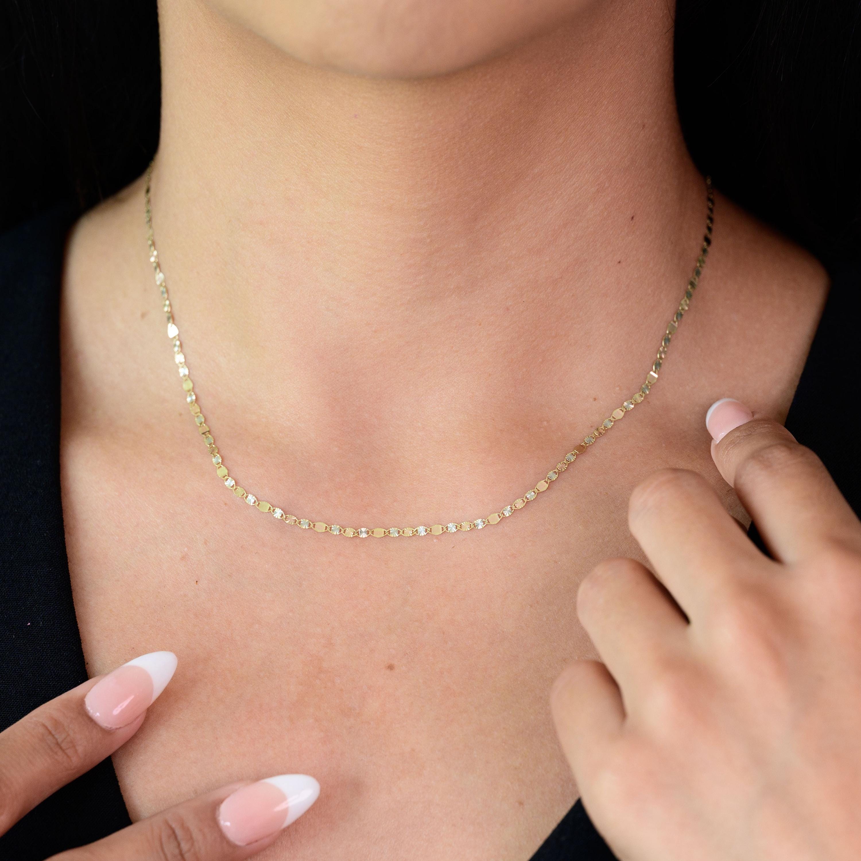 14k Tricolor Valentino Mirror Necklace