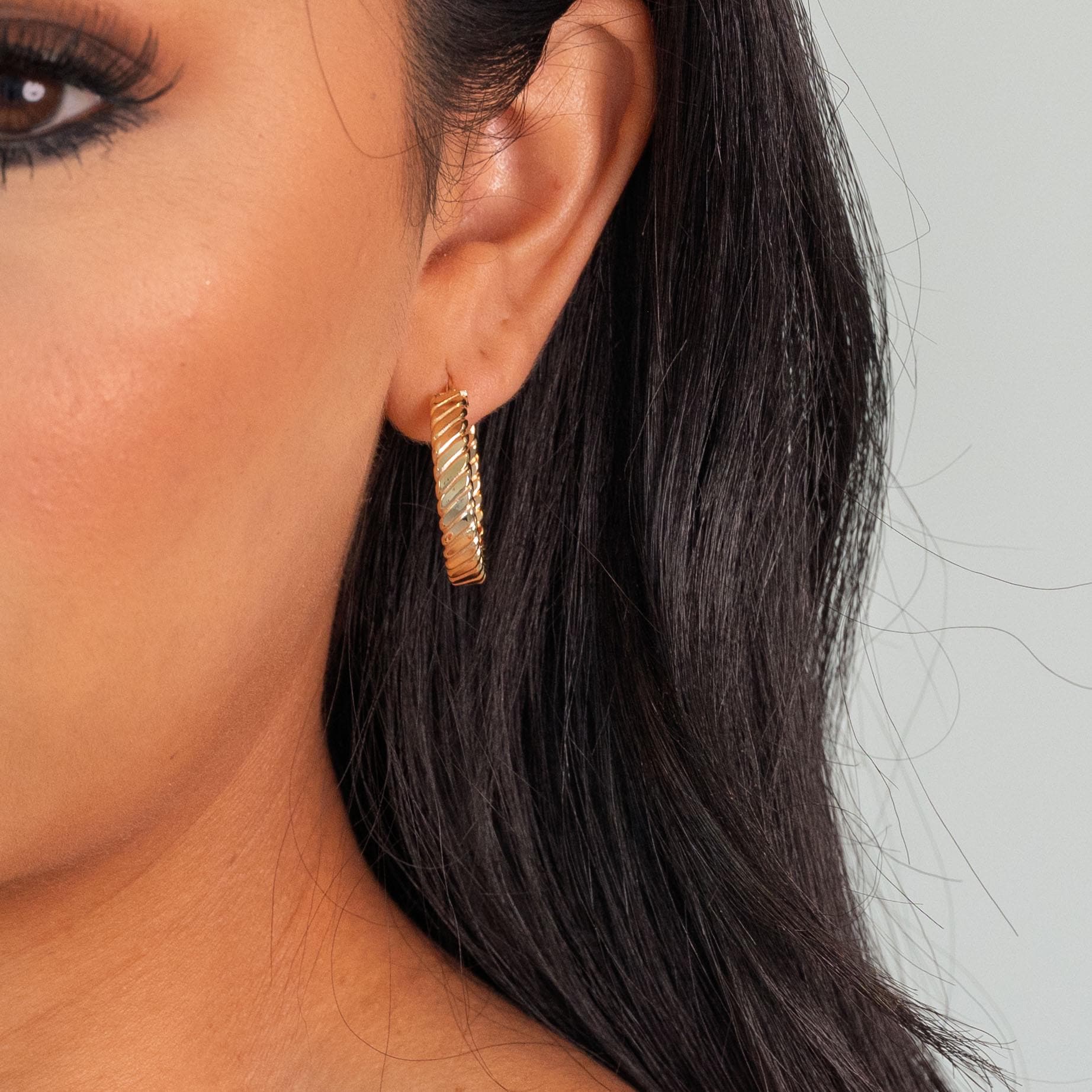 14k Gold 5MM Thick Croissant Hoop Earrings - 15MM, 20MM, 25MM - Perfect Gift For Her - Fine Jewelry - Elegant & Versatile