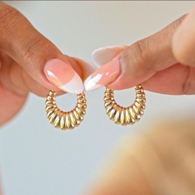 14k Shrimp Hoop Earrings
