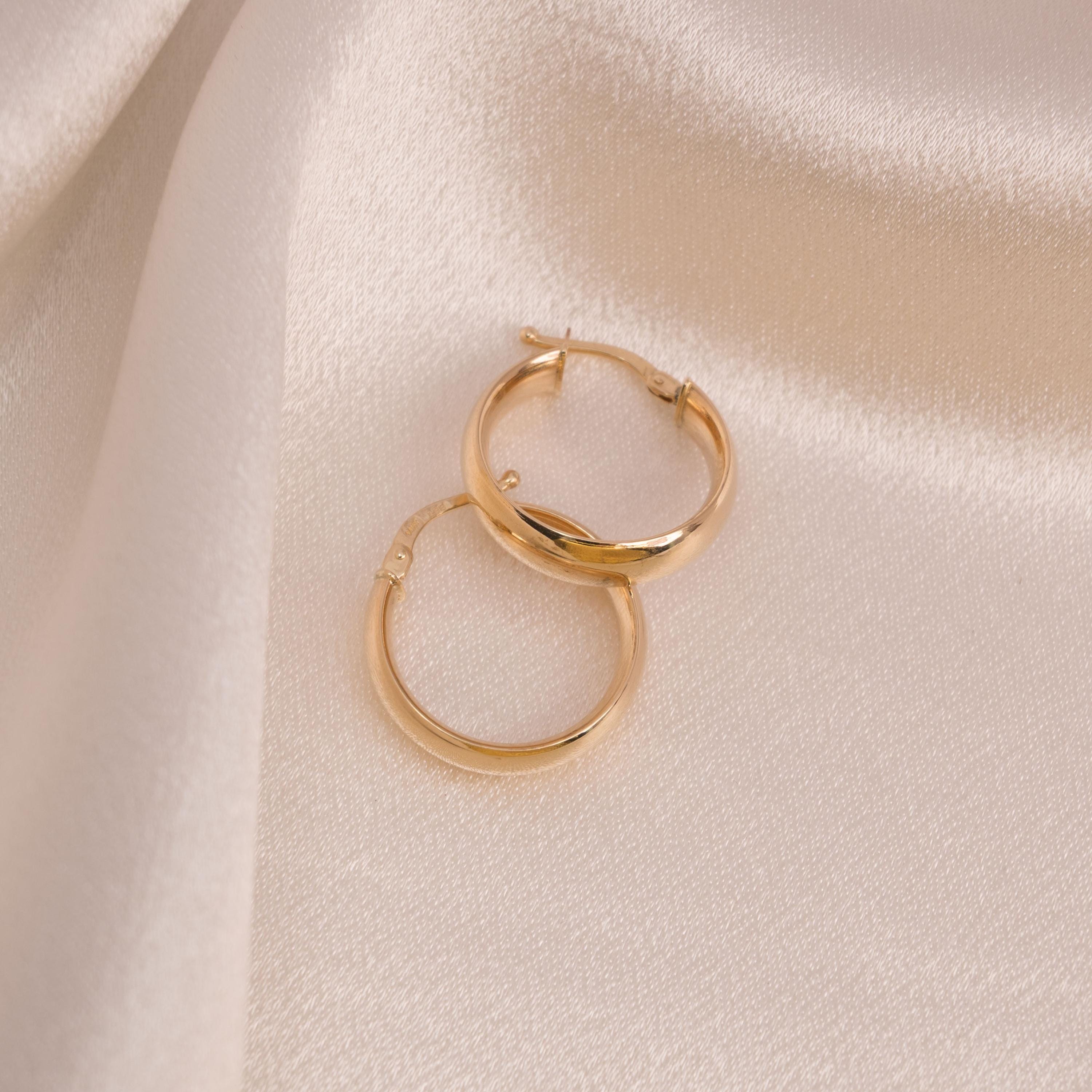 Real 14k Gold 5mm Thick Polished Hoop Earrings - 14MM, 20MM, 25MM, 30MM - Elegant & Everlasting - Perfect For Her