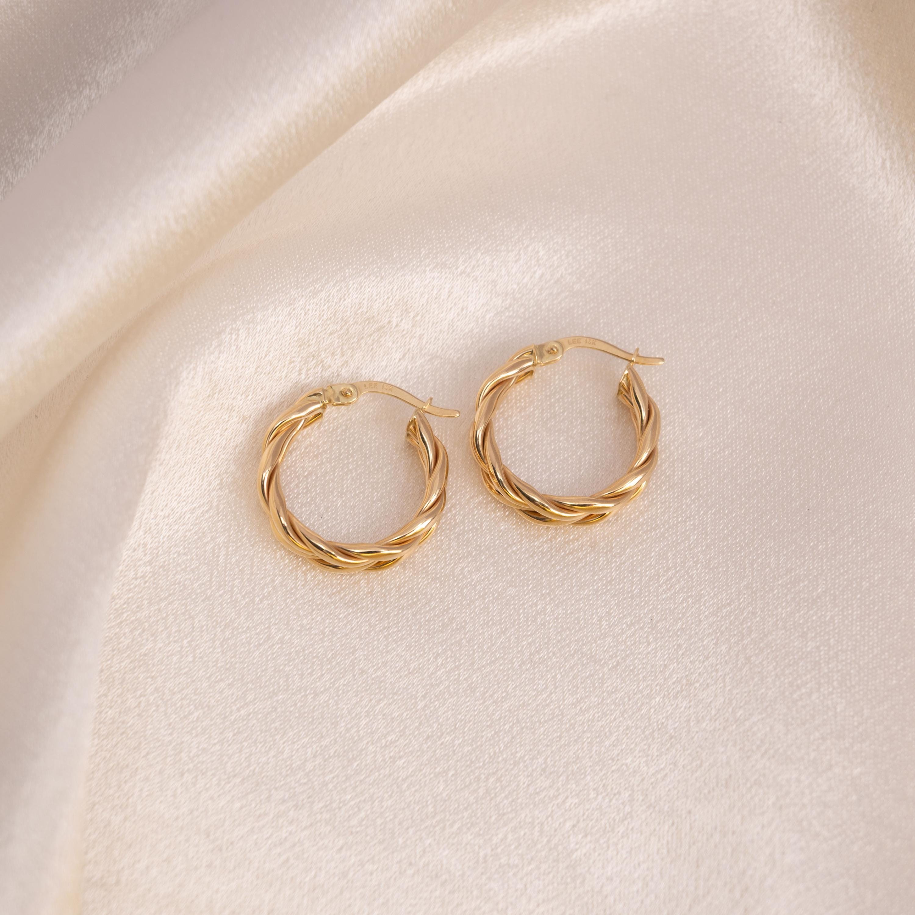 14k Double Twisted Hoop Earrings