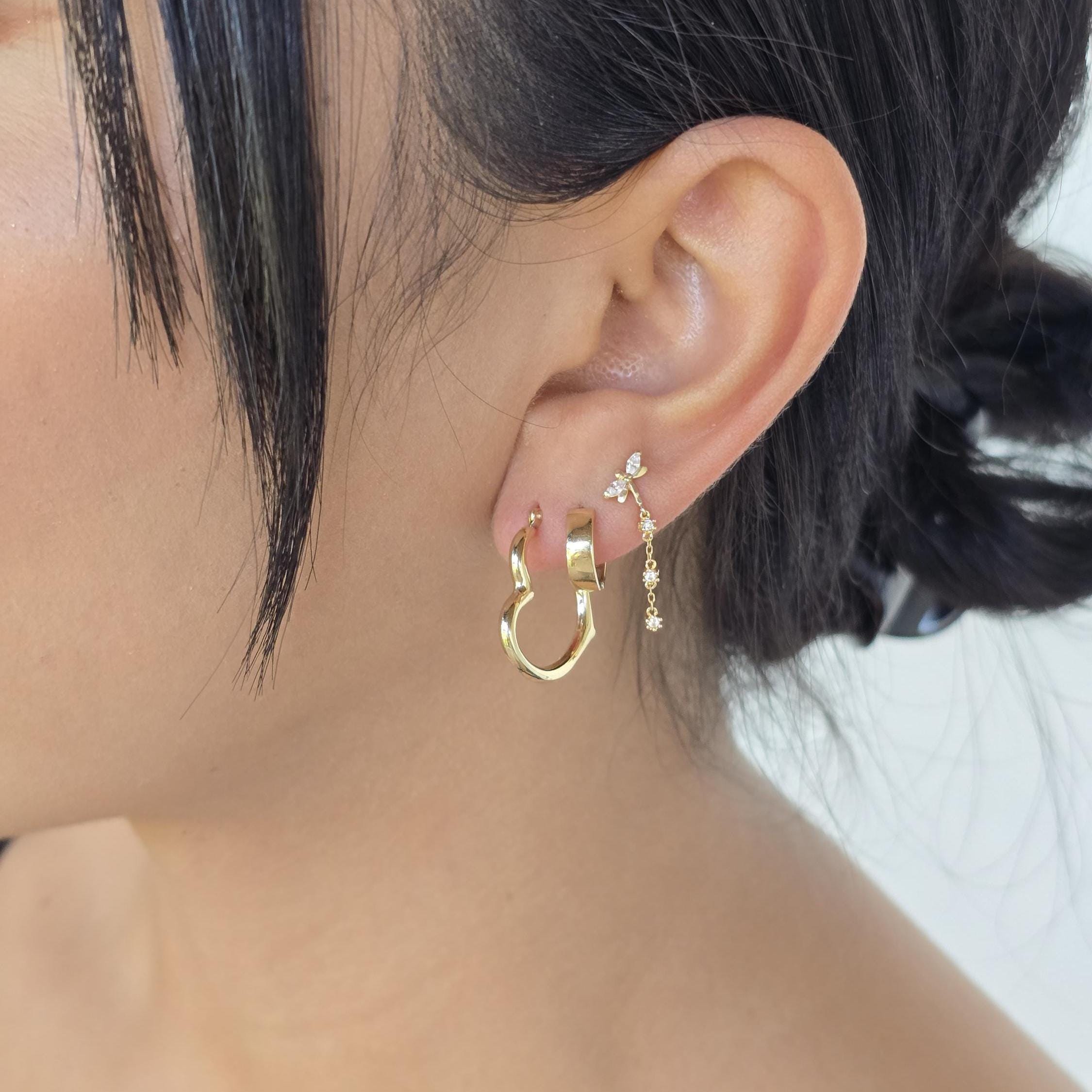 Real 14k Gold Heart Hoop Earrings - 15mm, 20mm, 25mm - For Girls & Women - Perfect For Everyday - Fine Jewelry For her