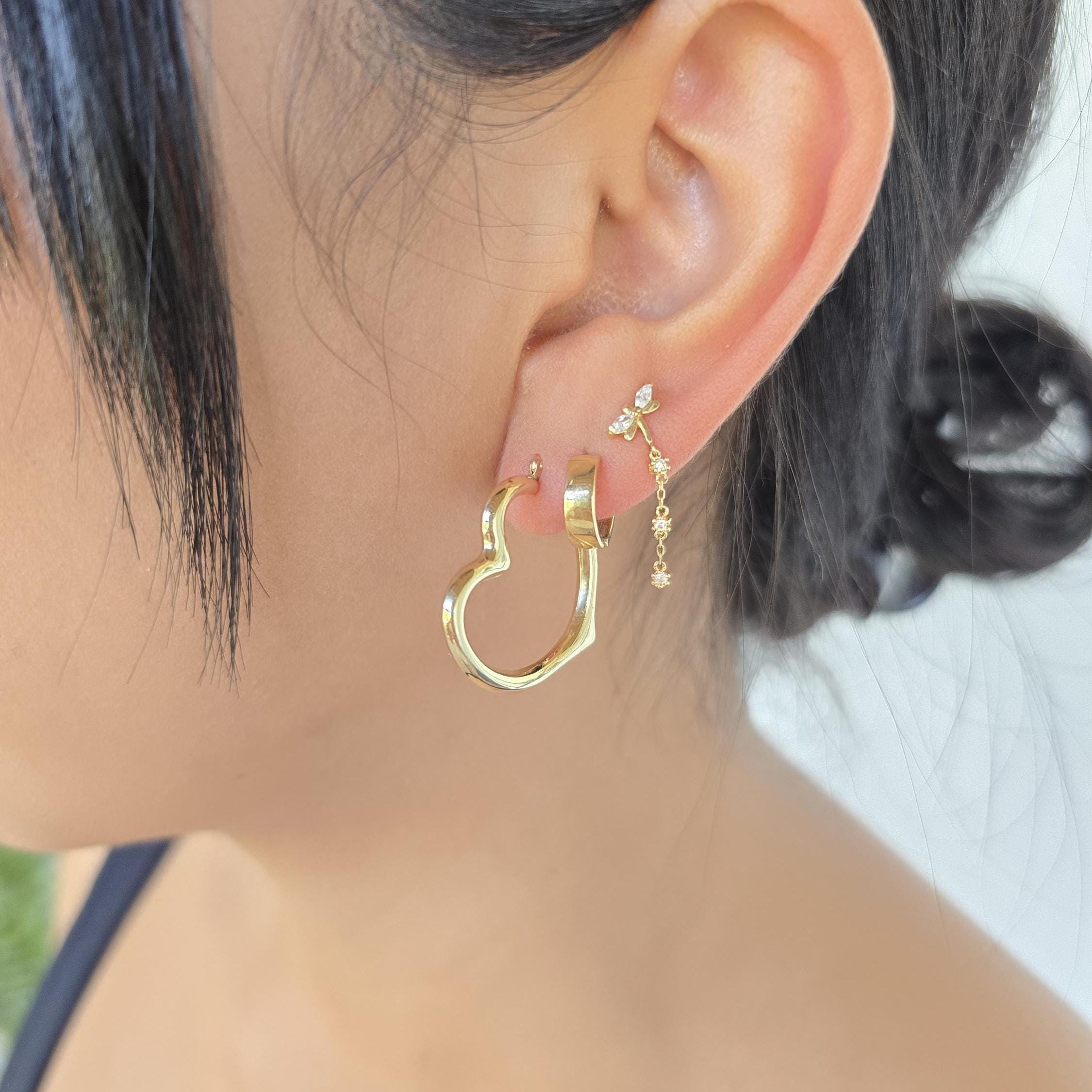 Real 14k Gold Heart Hoop Earrings - 15mm, 20mm, 25mm - For Girls & Women - Perfect For Everyday - Fine Jewelry For her