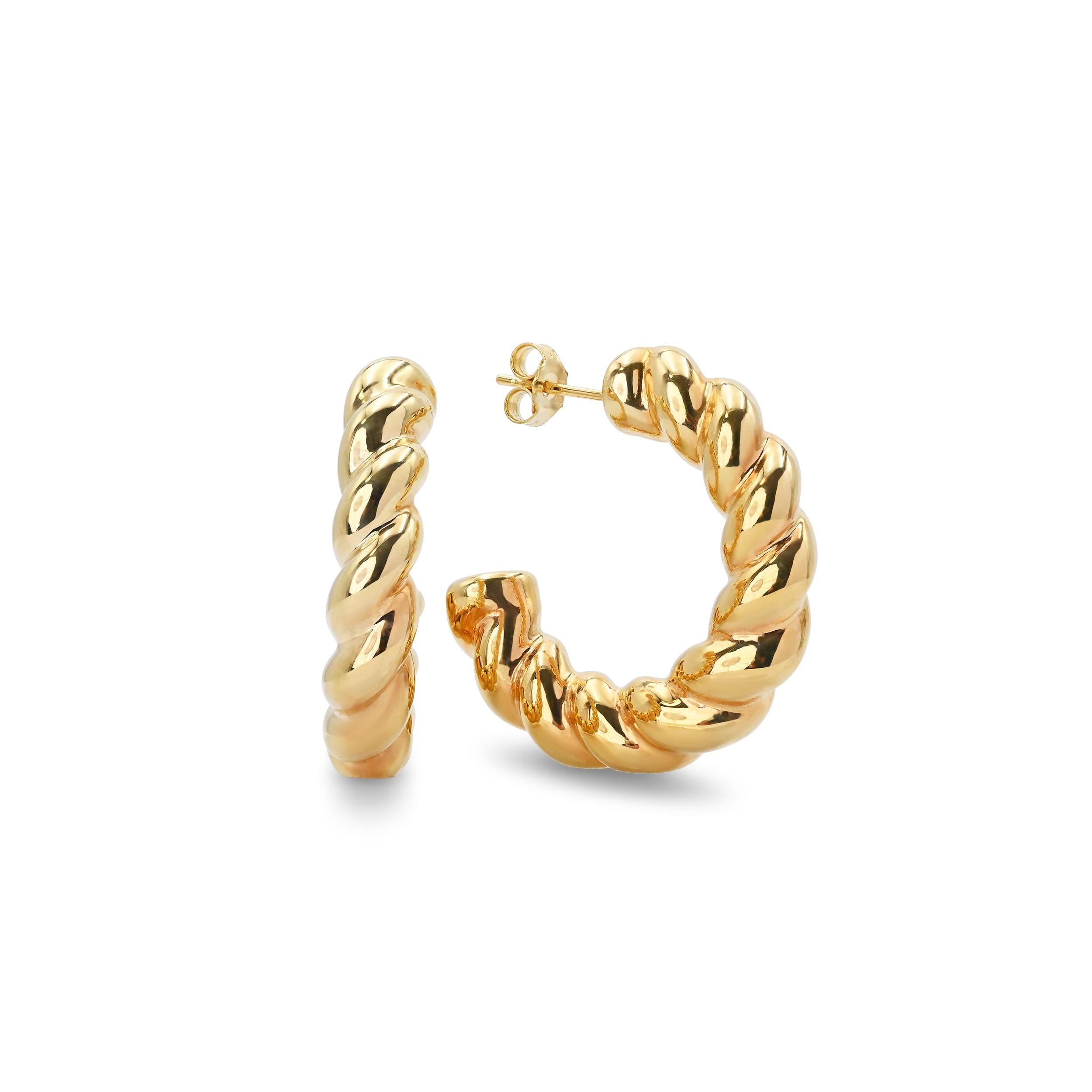 14k Croissant C Hoop Earring - 6mm Thick