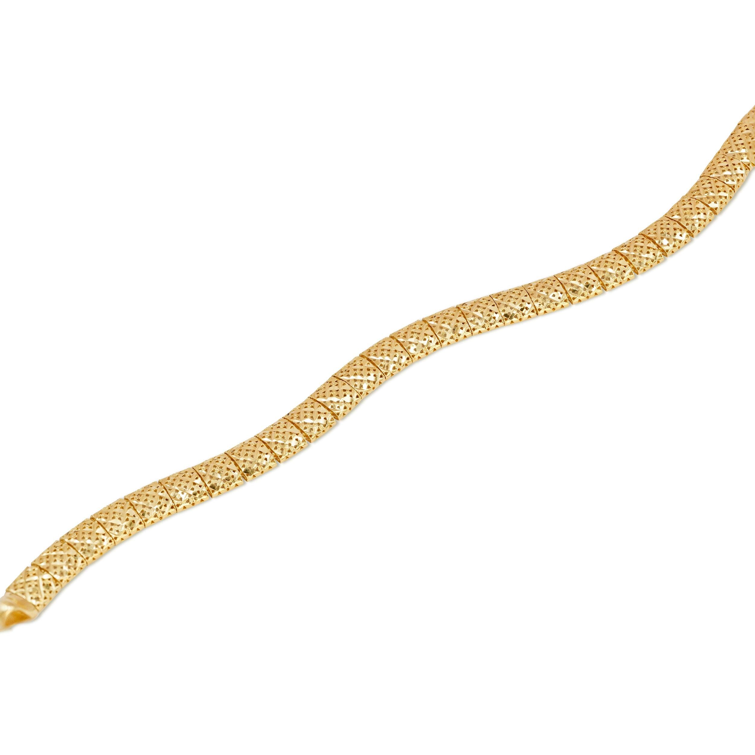 14K Gold Square Dome Bracelet – 5.9mm