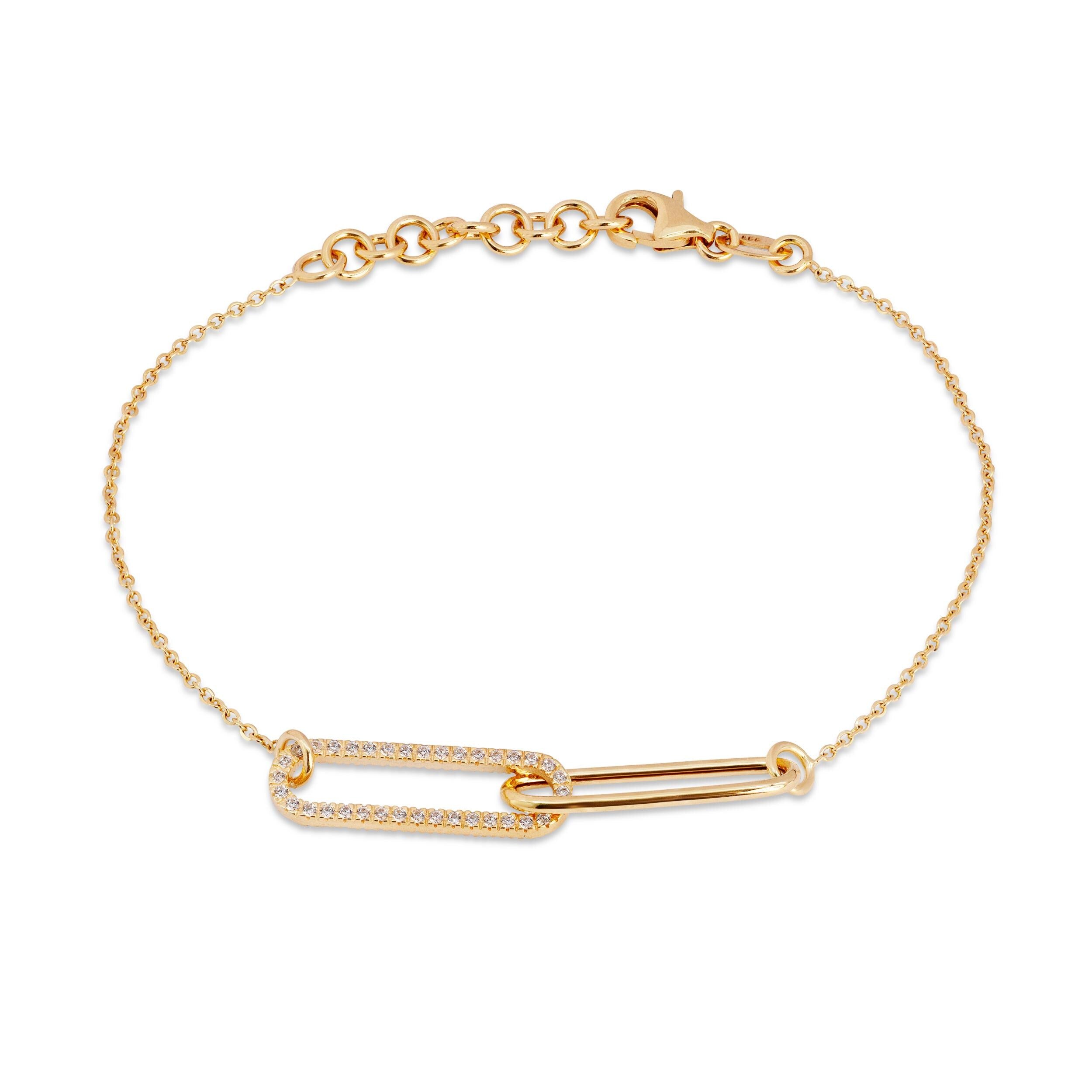 14K Duo Paperclip Bracelet