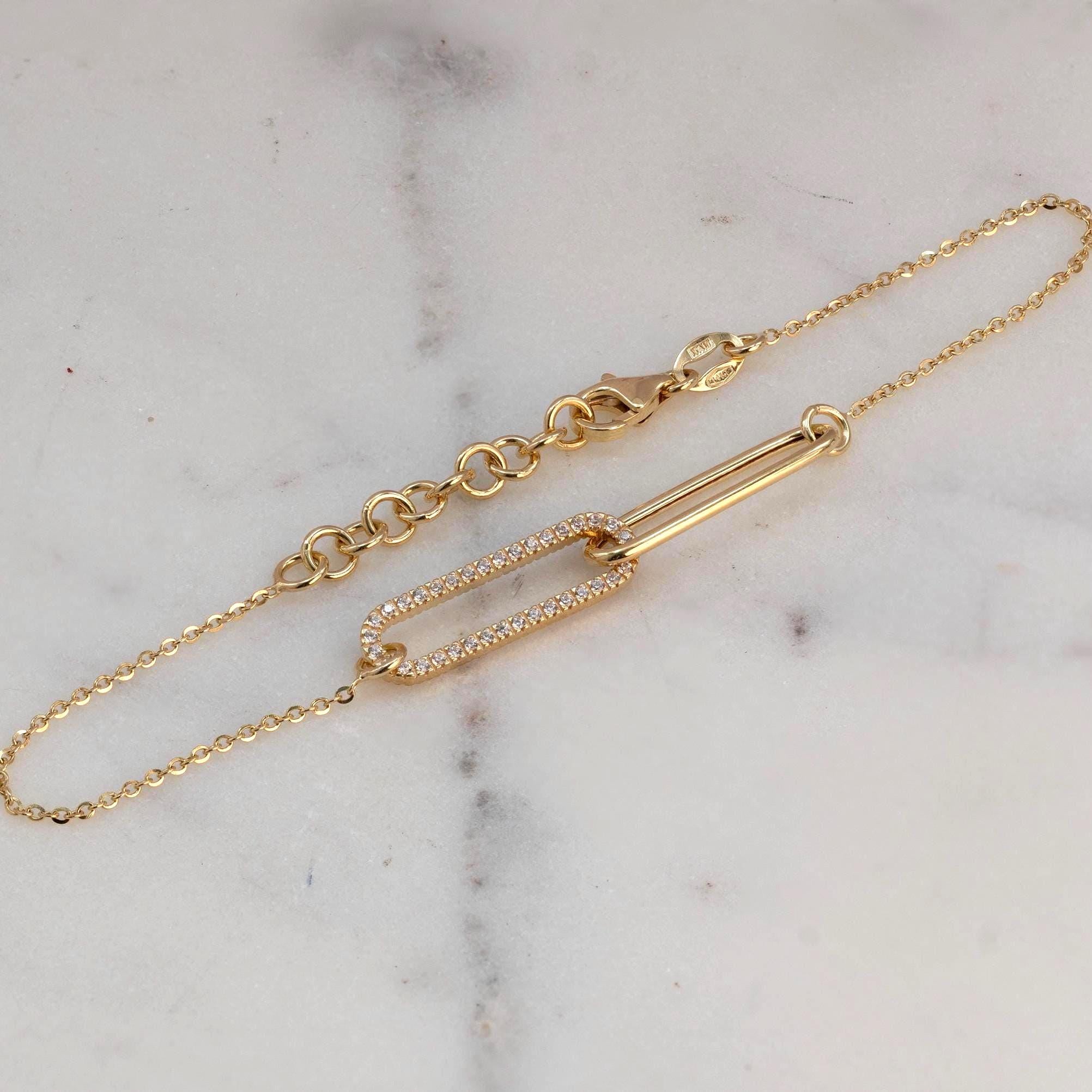 14K Duo Paperclip Bracelet