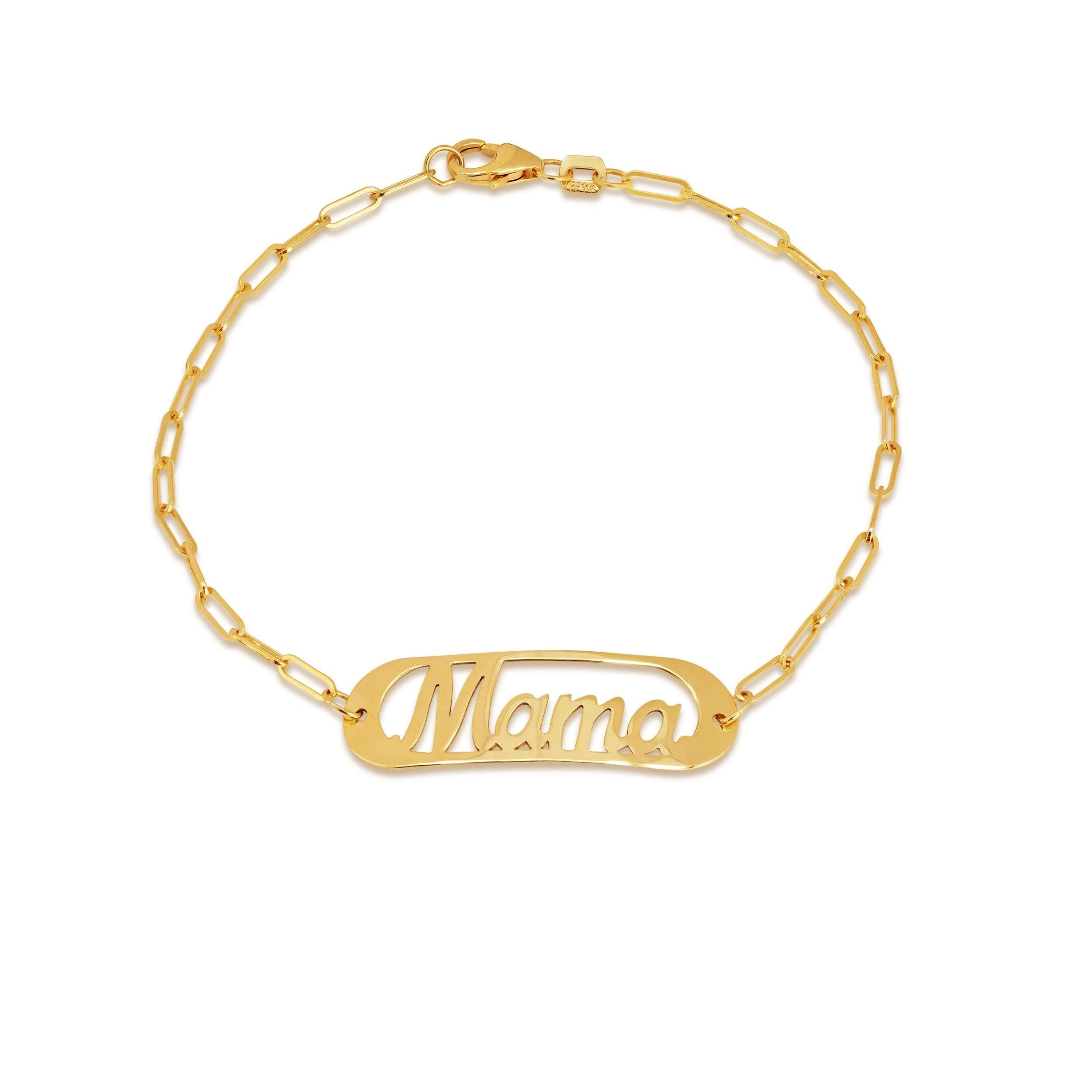 14k "Mama" Paperclip Bracelet