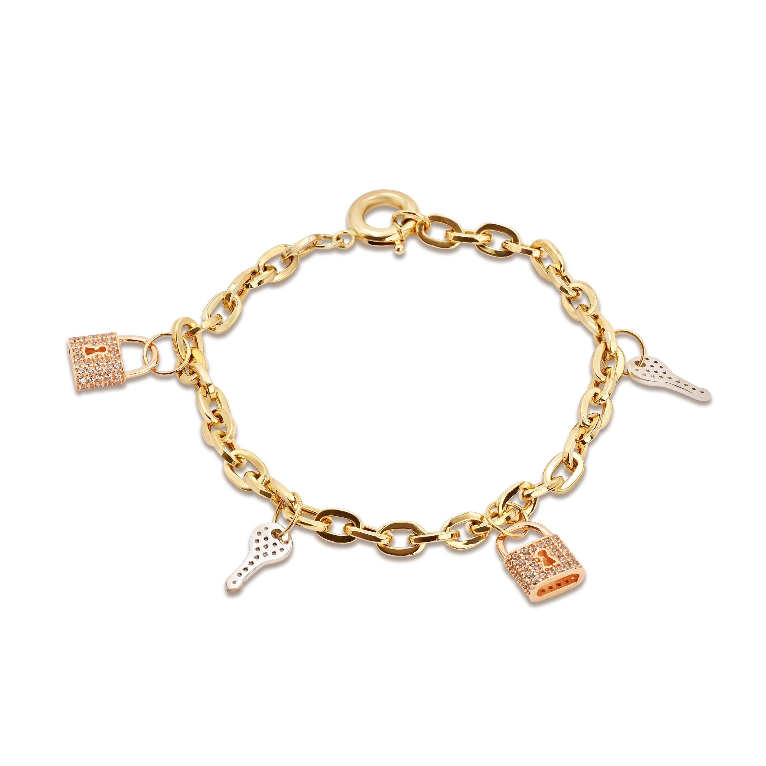 14k Rolo Key & Lock Bracelet