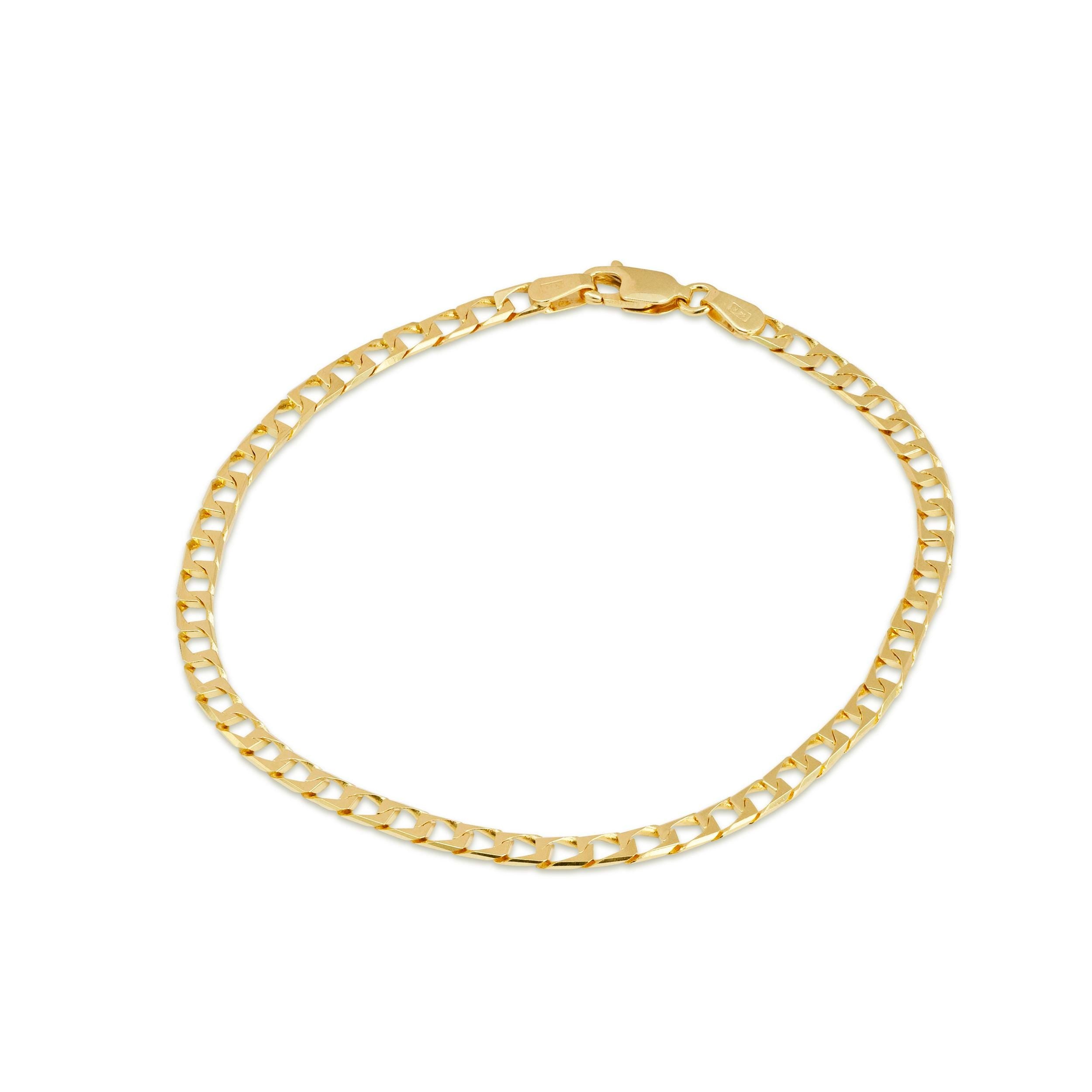 14k Gold Square Curb Bracelet - 3.2mm