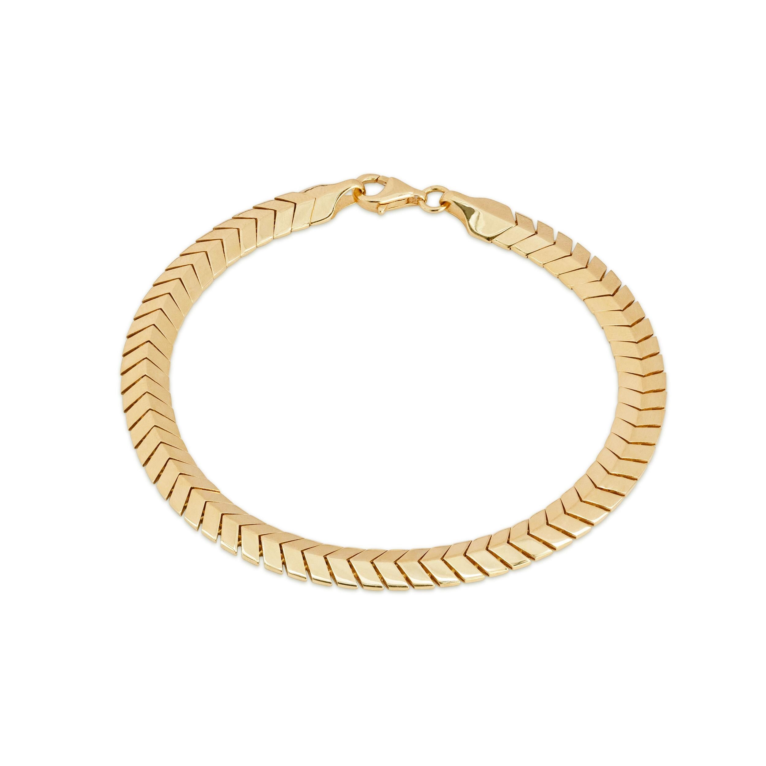 14k Arrow Herringbone Bracelet - 4mm & 5.8mm