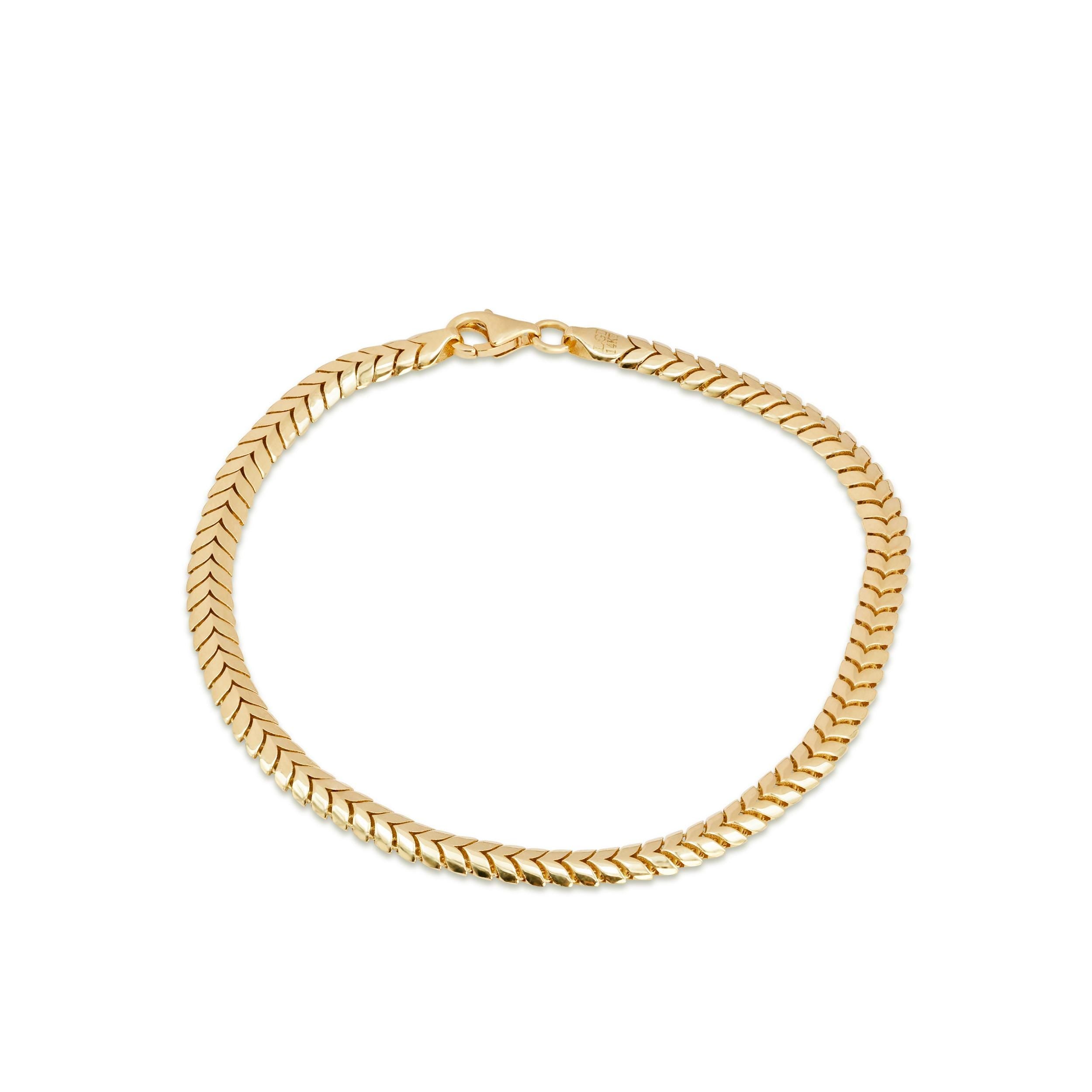 14k Arrow Herringbone Bracelet - 4mm & 5.8mm