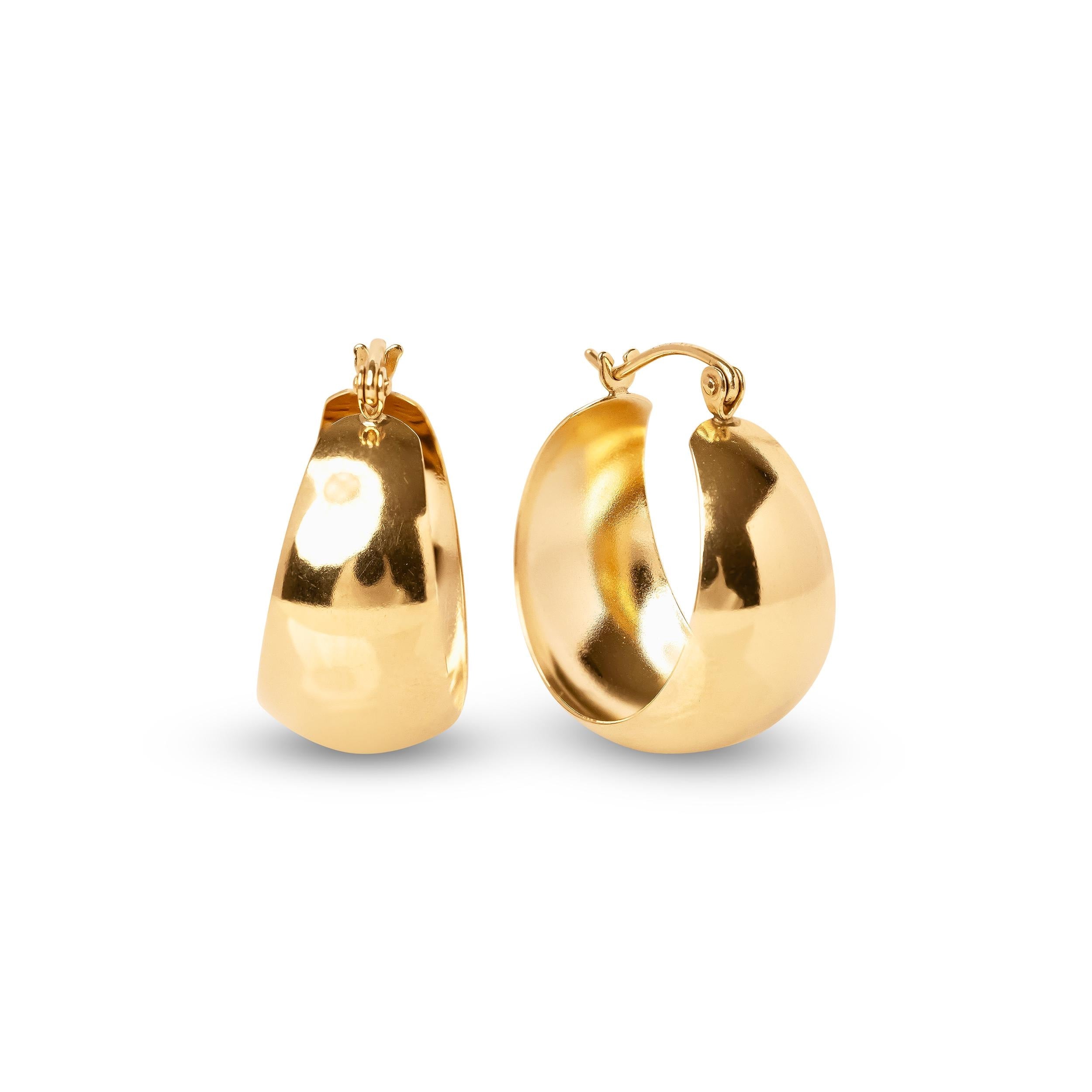 Stunning solid 14k Gold Small Extra Thick Polished Hoops Earrings - 10MM Thick - Elegant & Versatile - Perfect Gift