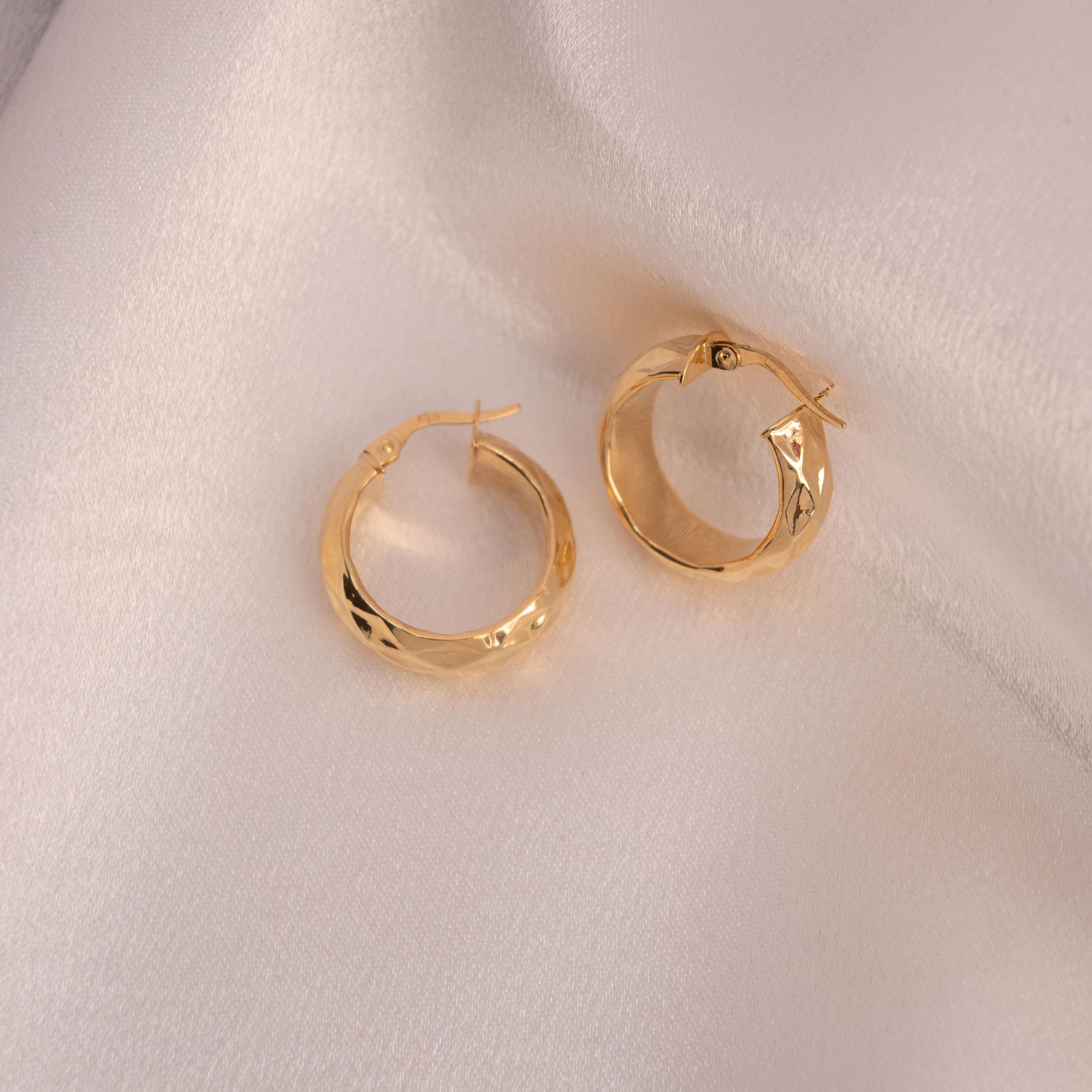 Thick 14k Texturized Hoops Earrings - 6.8mm - Perfect For her - Statement Earrings -