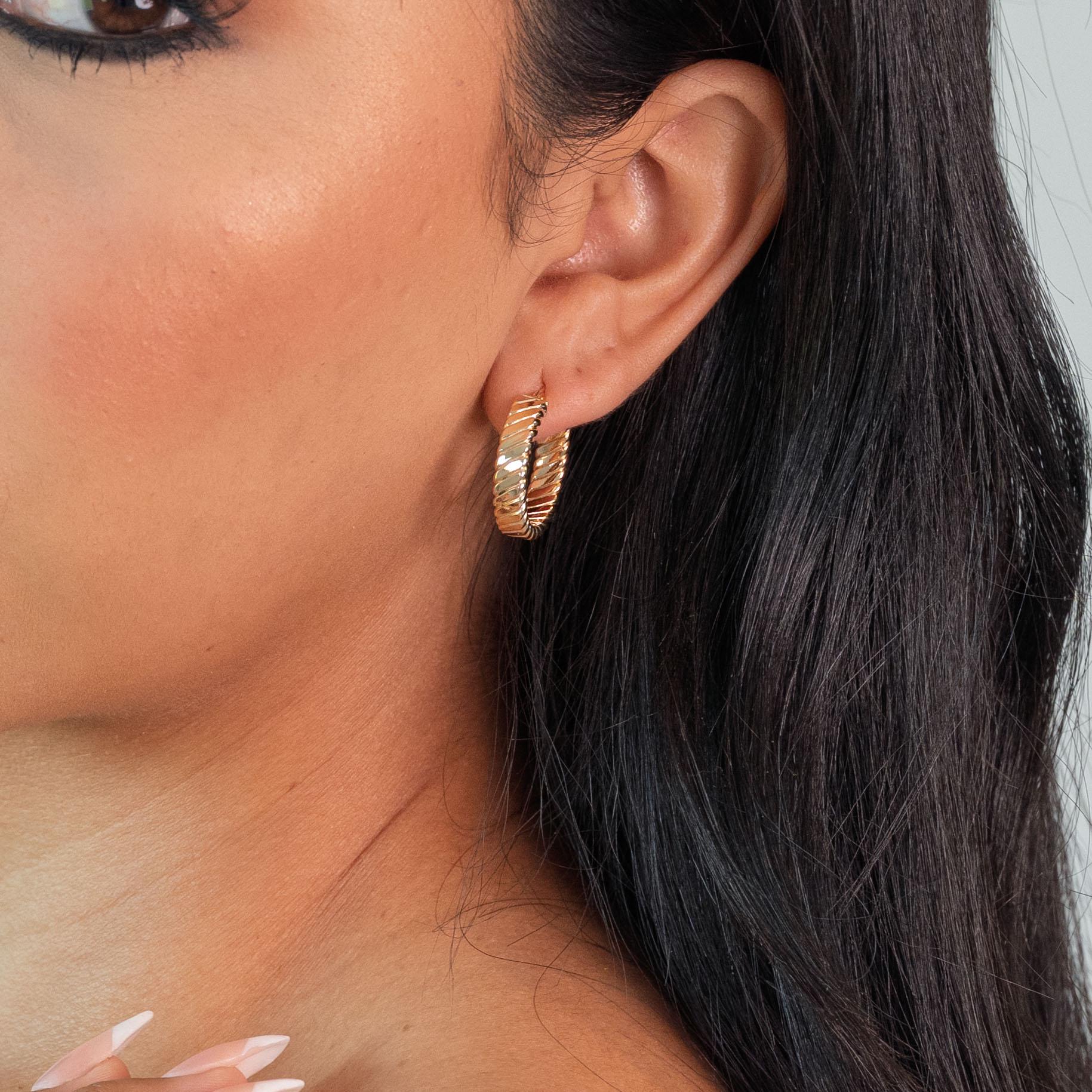 14k Gold 5MM Thick Croissant Hoop Earrings - 15MM, 20MM, 25MM - Perfect Gift For Her - Fine Jewelry - Elegant & Versatile