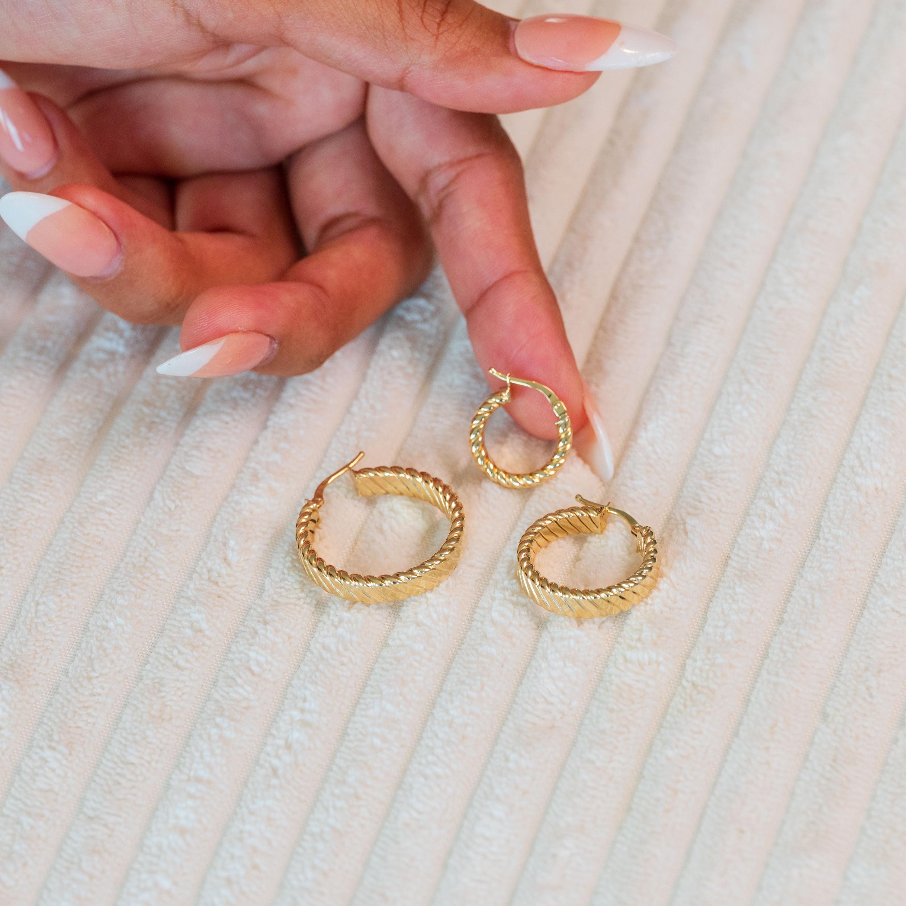 14k Gold 5MM Thick Croissant Hoop Earrings - 15MM, 20MM, 25MM - Perfect Gift For Her - Fine Jewelry - Elegant & Versatile