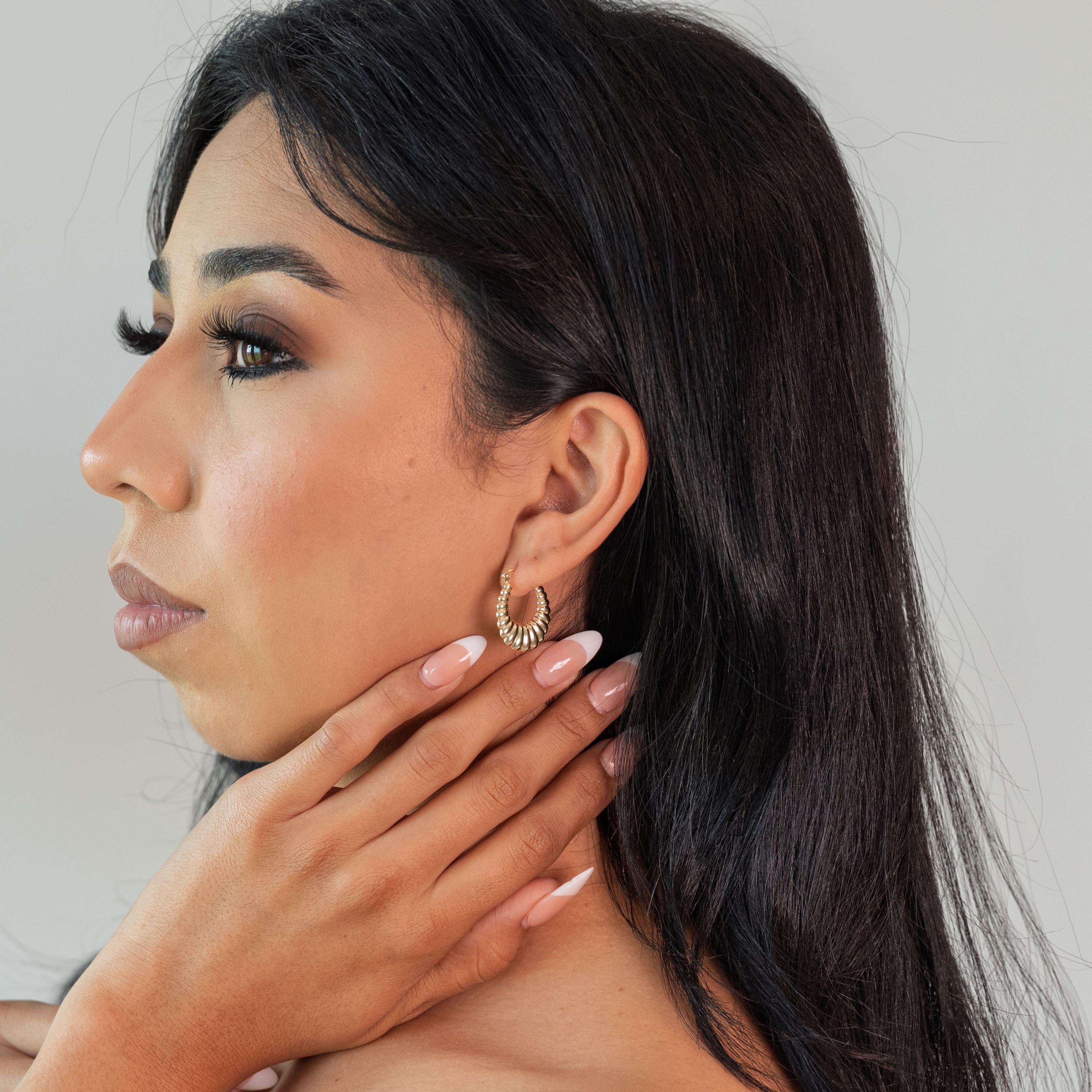 14k Shrimp Hoop Earrings