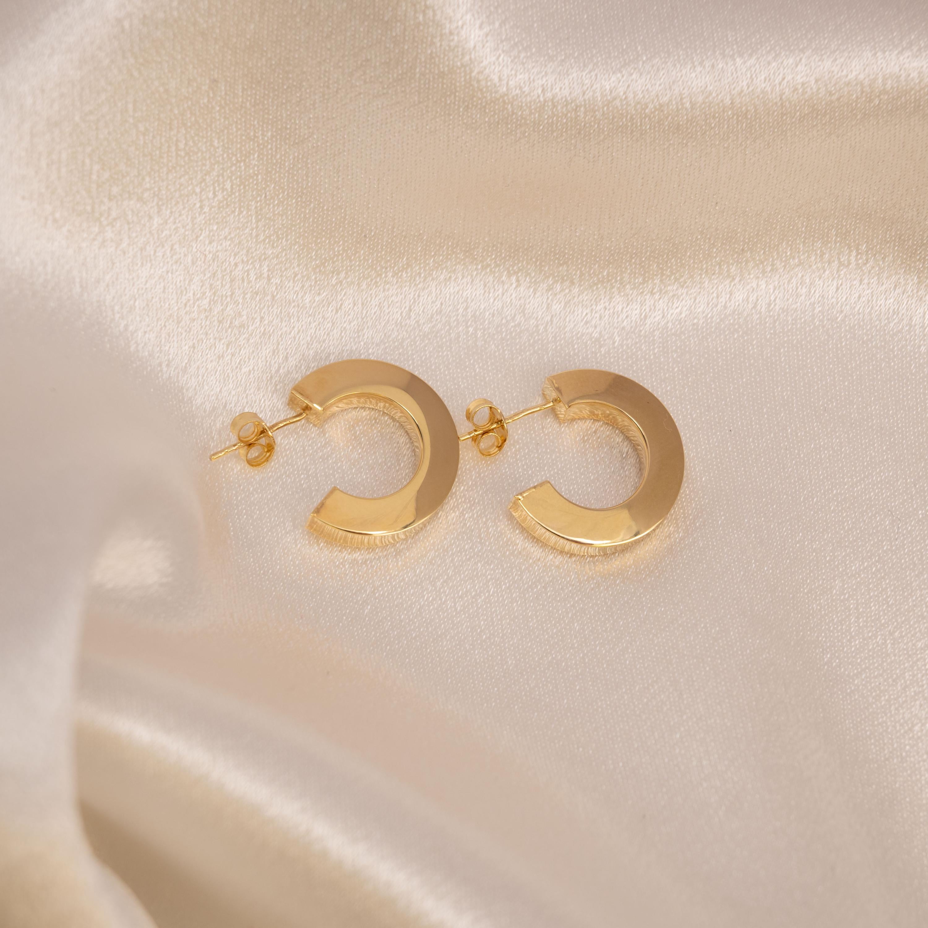 14k Gold Polished Earrings - C hoops