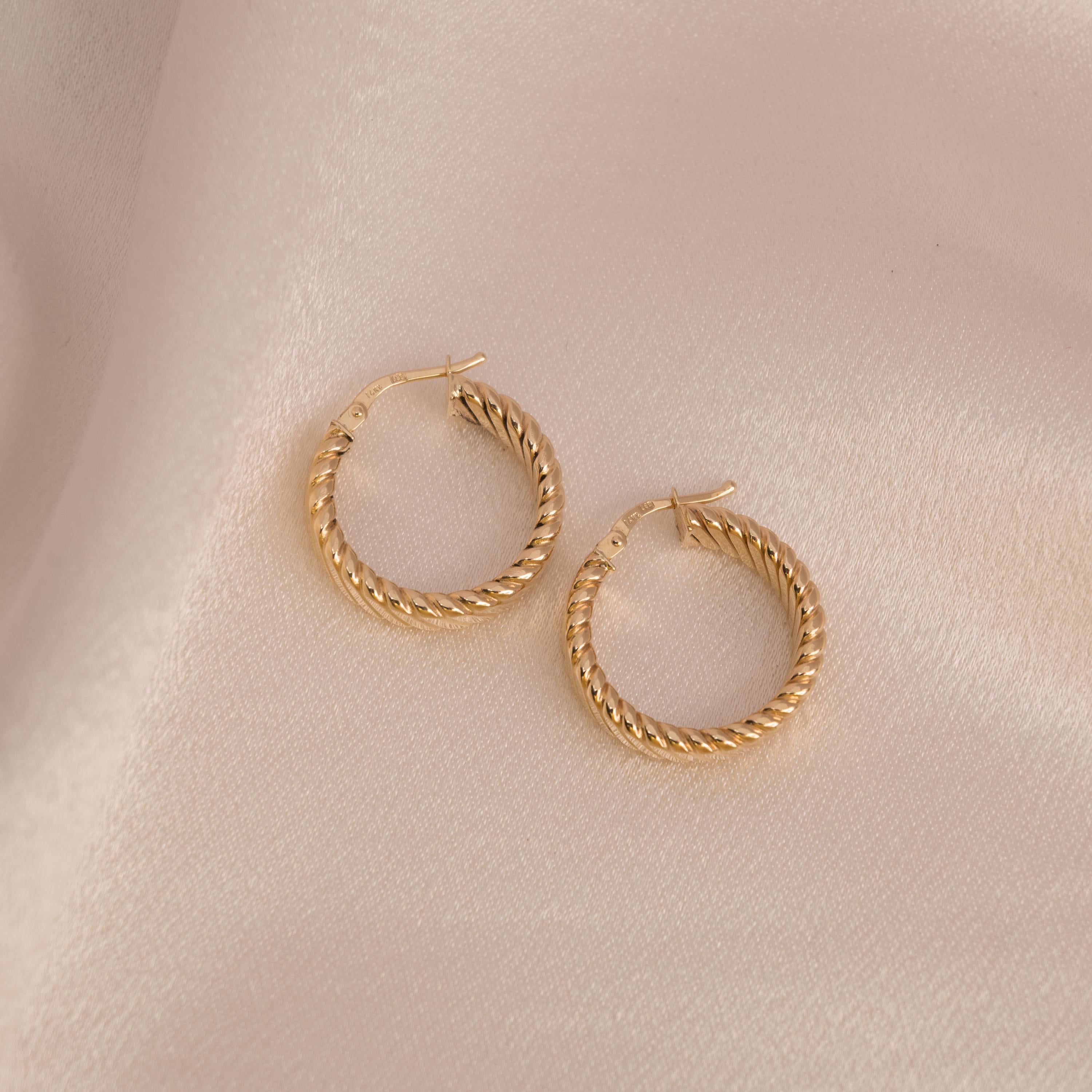 14k Gold 5MM Thick Croissant Hoop Earrings - 15MM, 20MM, 25MM - Perfect Gift For Her - Fine Jewelry - Elegant & Versatile