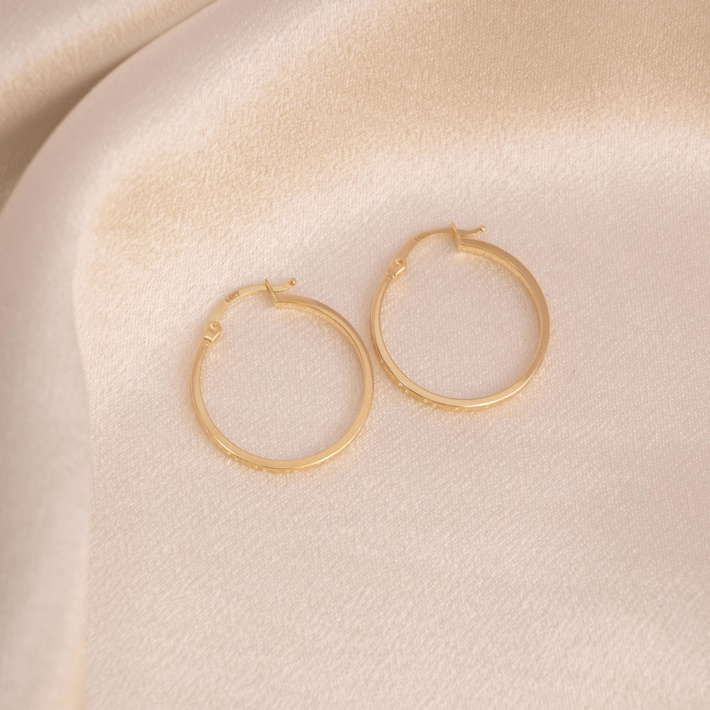 14k Greek pattern Hoop Earrings - 22mm