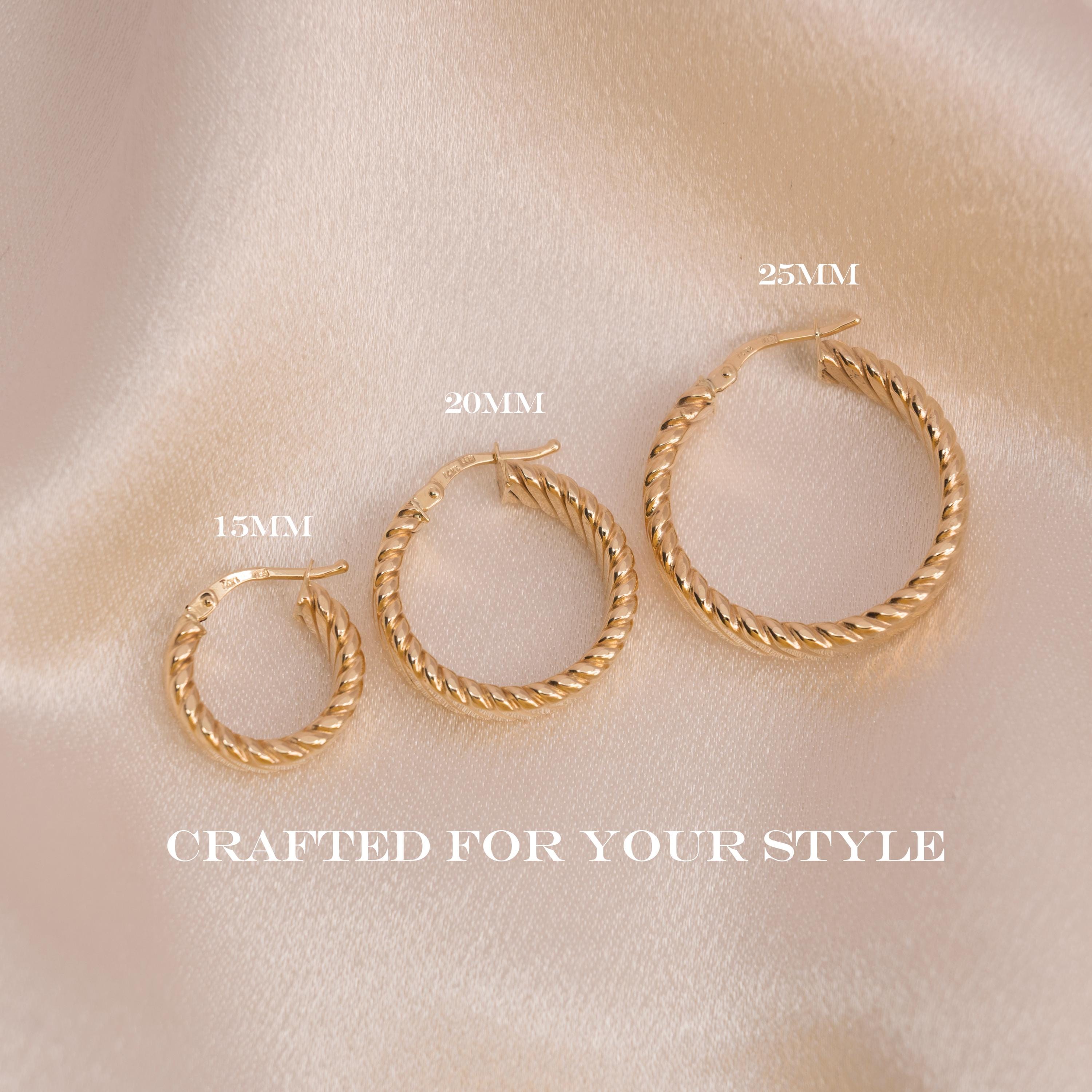 14k Gold 5MM Thick Croissant Hoop Earrings - 15MM, 20MM, 25MM - Perfect Gift For Her - Fine Jewelry - Elegant & Versatile