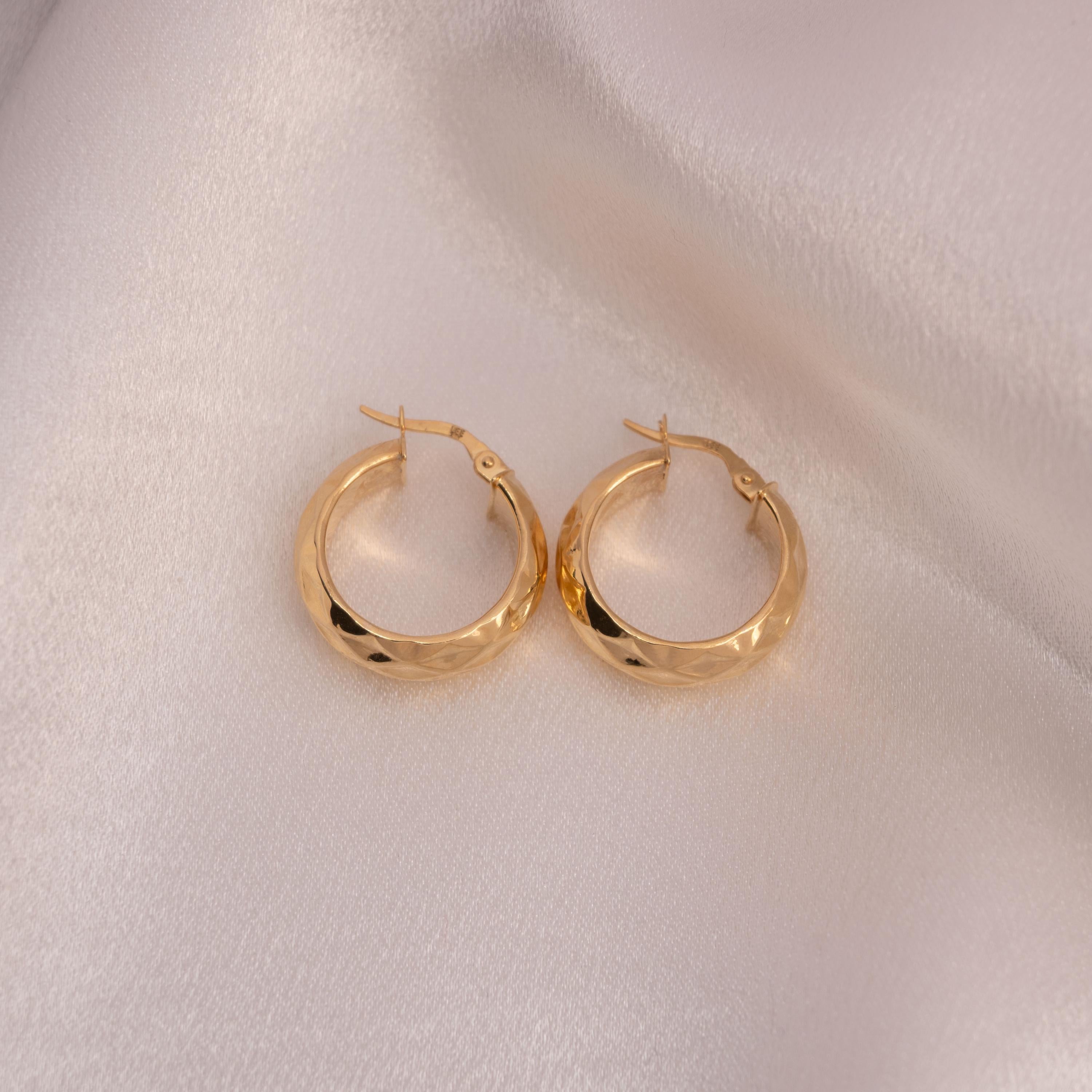 Thick 14k Texturized Hoops Earrings - 6.8mm - Perfect For her - Statement Earrings -