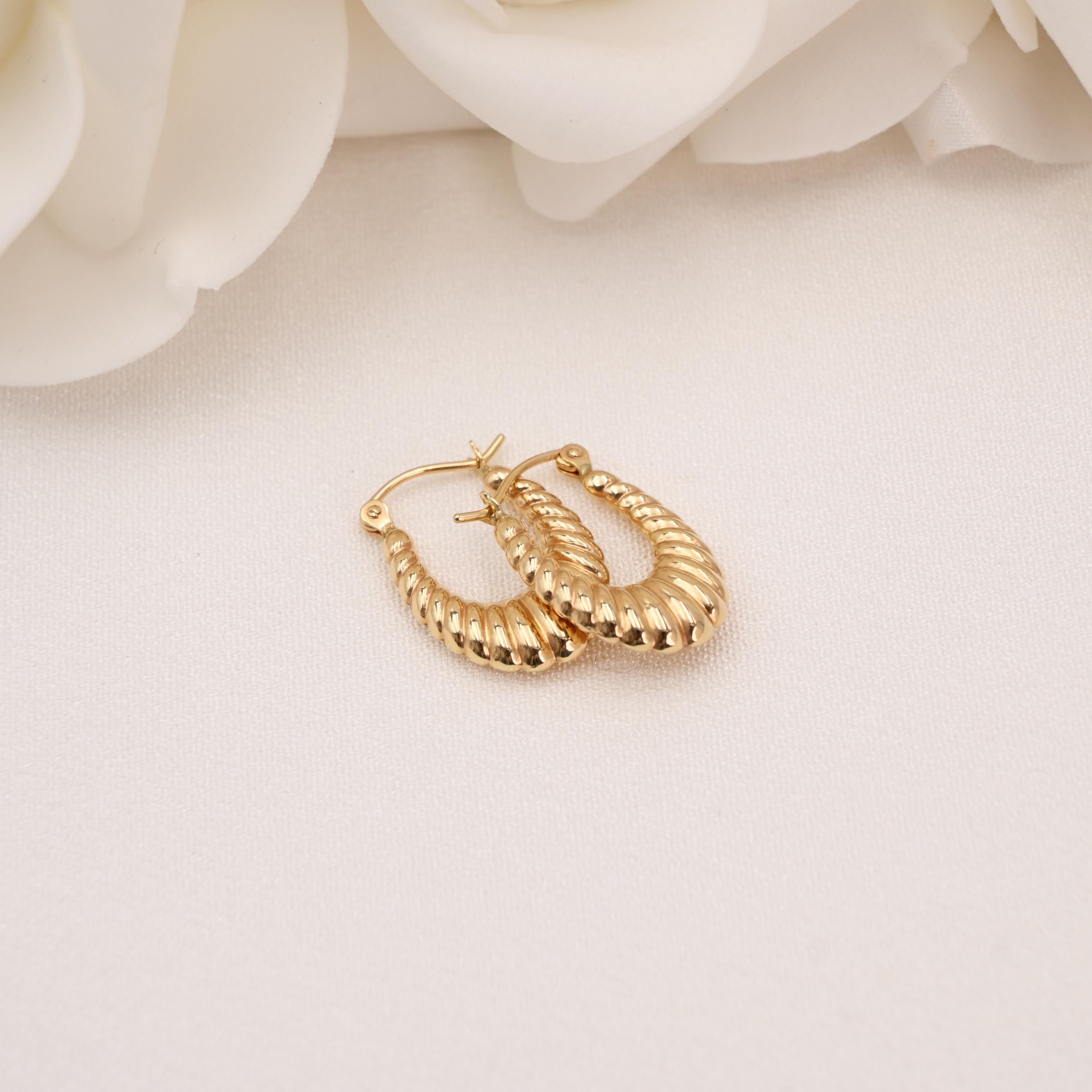 14k Gold Shrimp Hoop Earrings - Everyday Earrings - Perfect Gift For Her